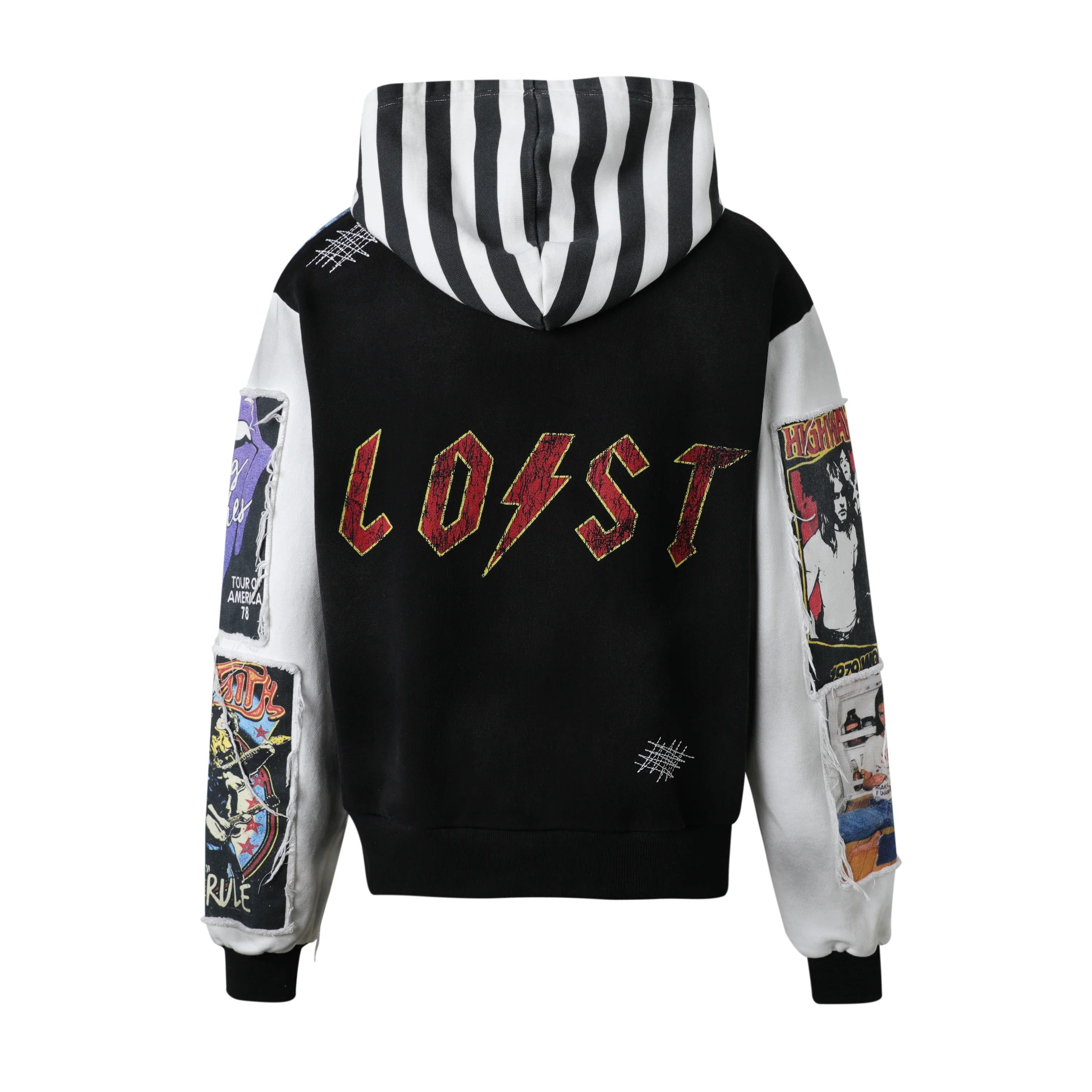 Lost Intricacy 'Rockstar Scrapbook' Red & Blue Zip Up Hoodie