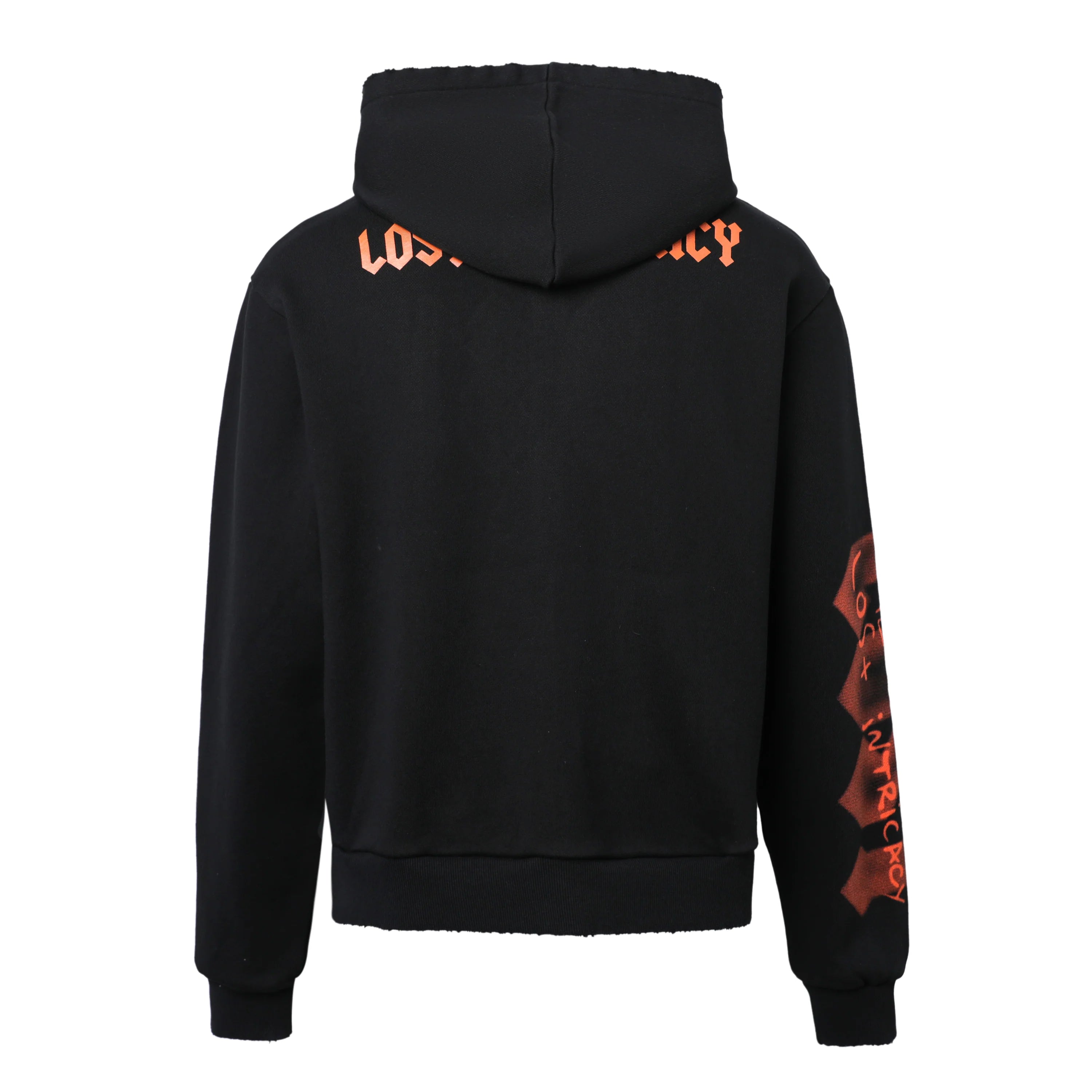 Lost Intricacy 'Skull Bound' Orange Print Black Zip Up Hoodie
