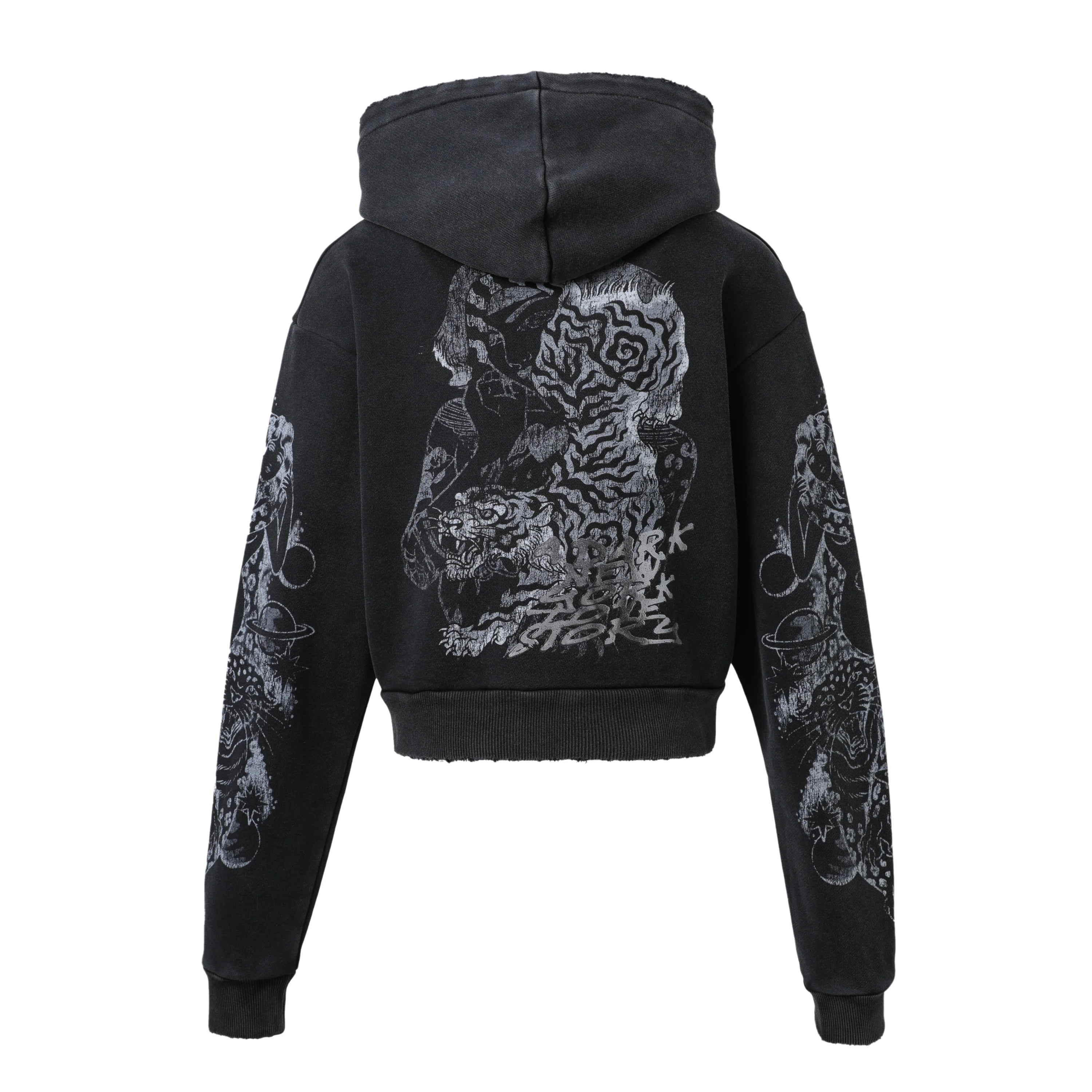 Lost Intricacy 'Twin Tiger' Black Zip Up Hoodie (Women's)