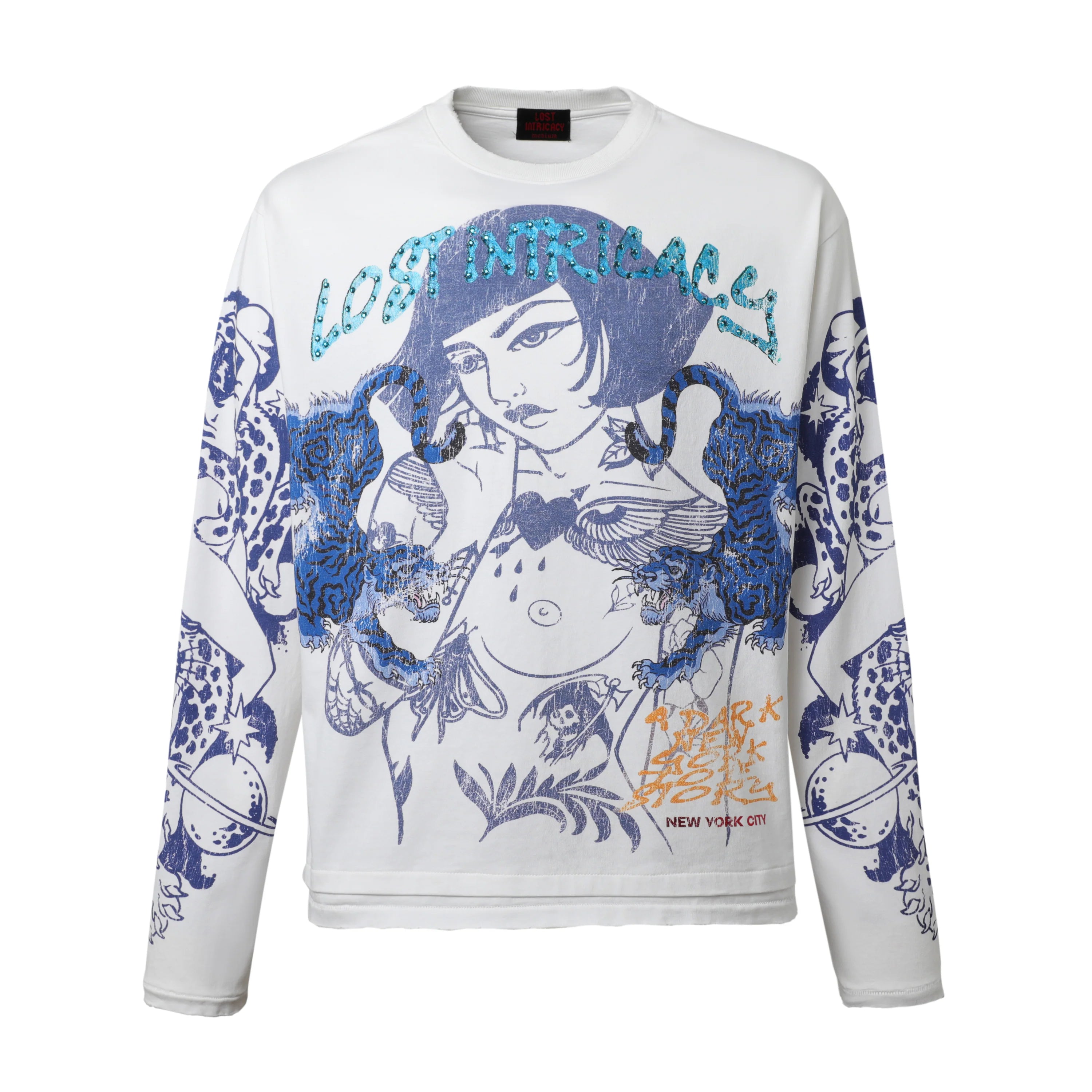 Lost Intricacy 'Twin Tiger' Cream LS Tee