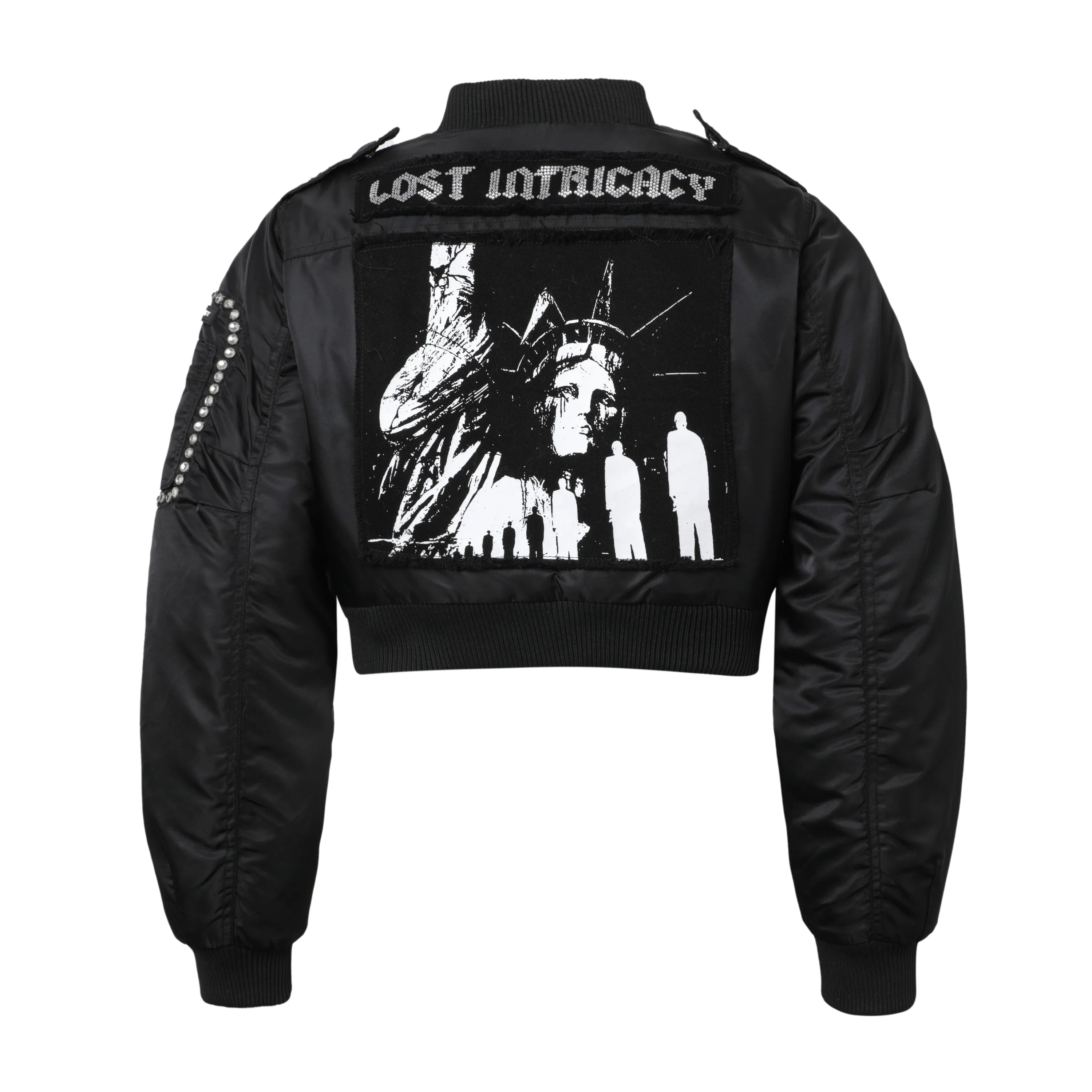 Lost Intricacy 'Clear Stone' Black Bomber Jacket (WOMENS)