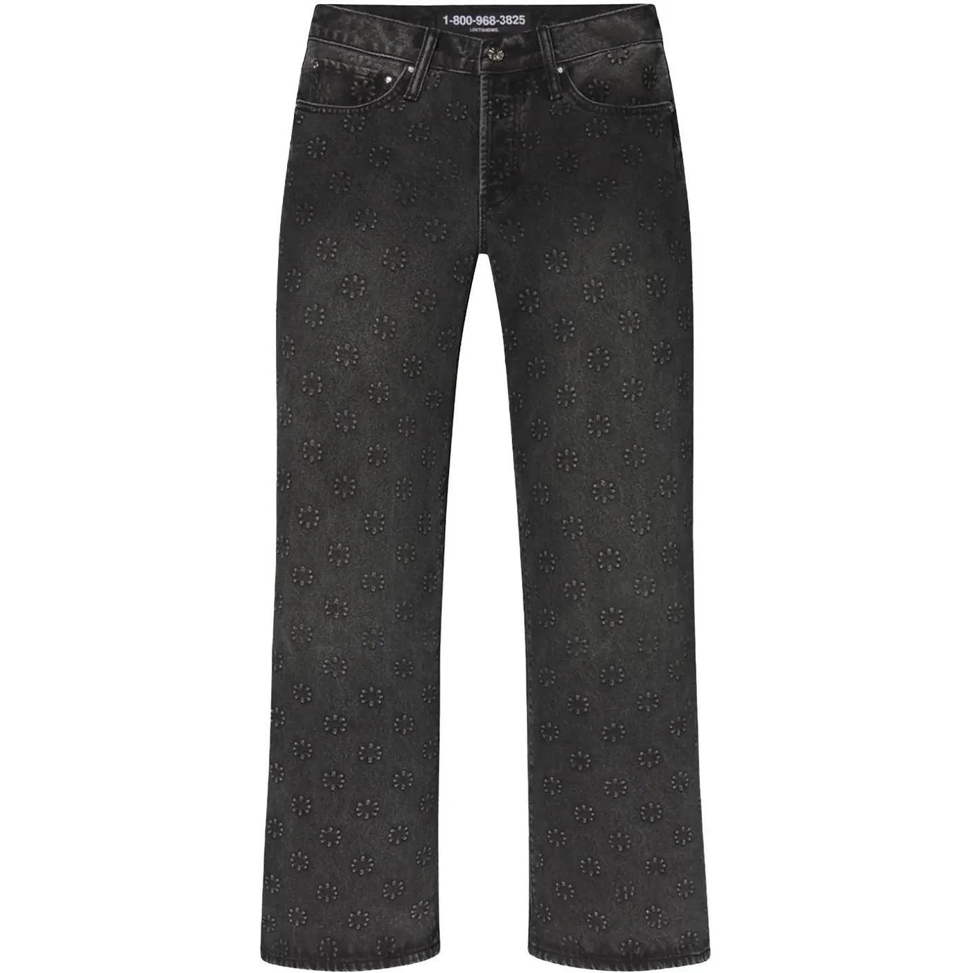 LOST SHDWS Embossed Denim Black Faded Jeans
