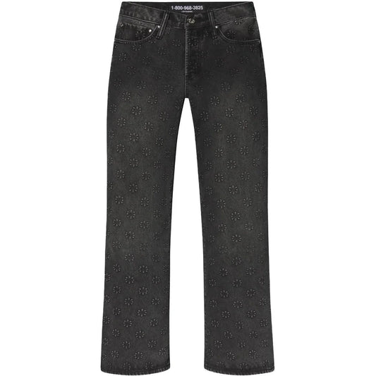LOST SHDWS Embossed Denim Black Faded Jeans