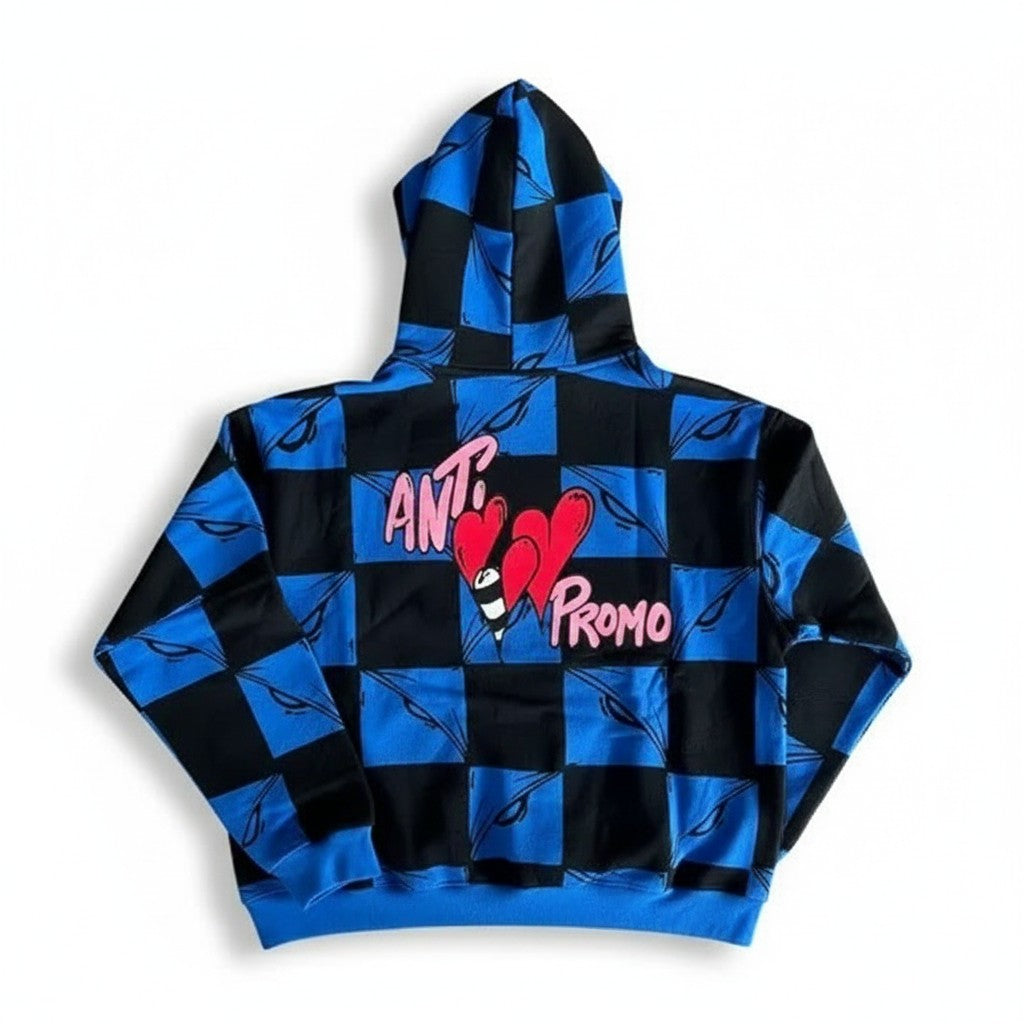 Matty Boy 'Anti Promo' Black & Blue Checkered Hoodie
