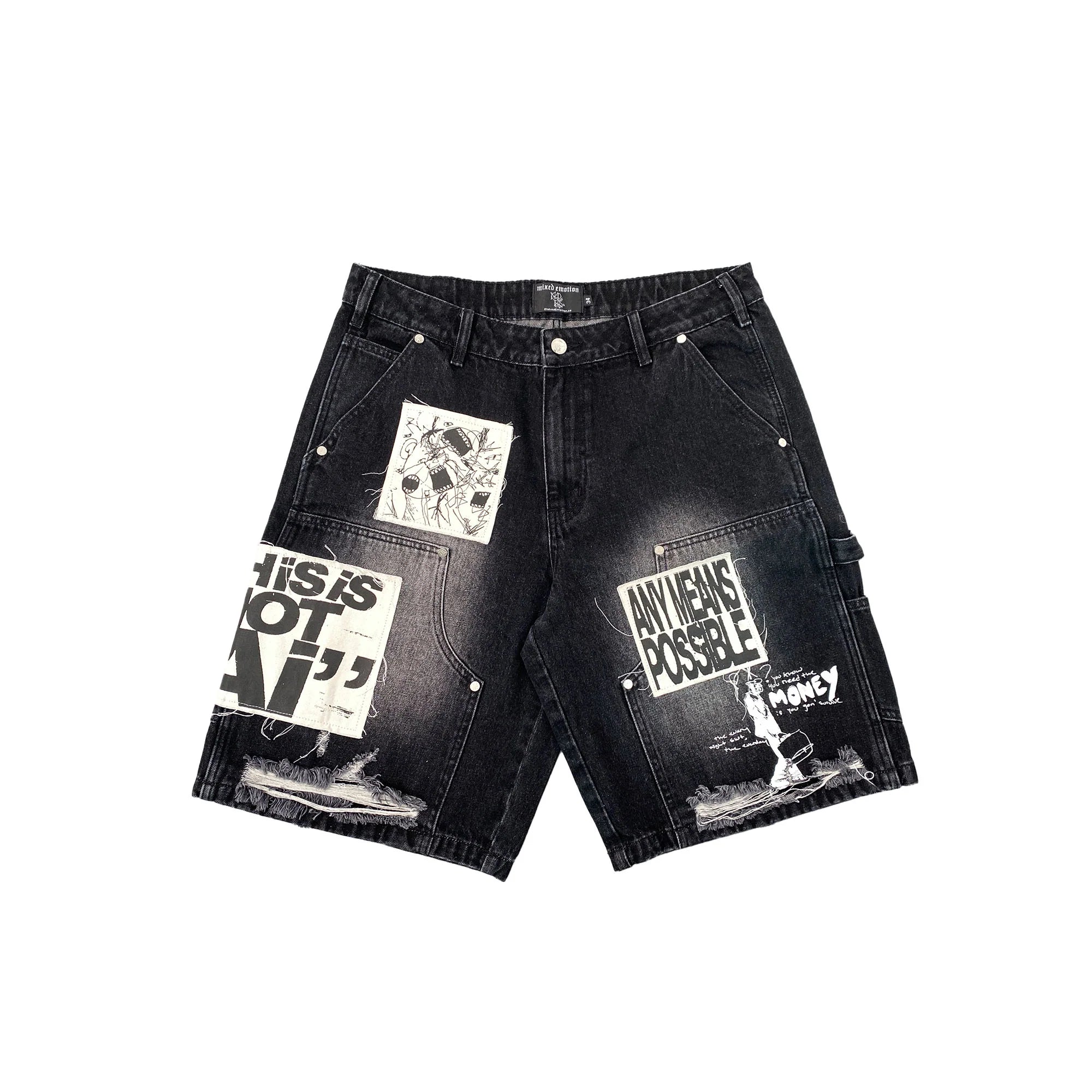 Mixed Emotions 'AI' Black Jean Shorts