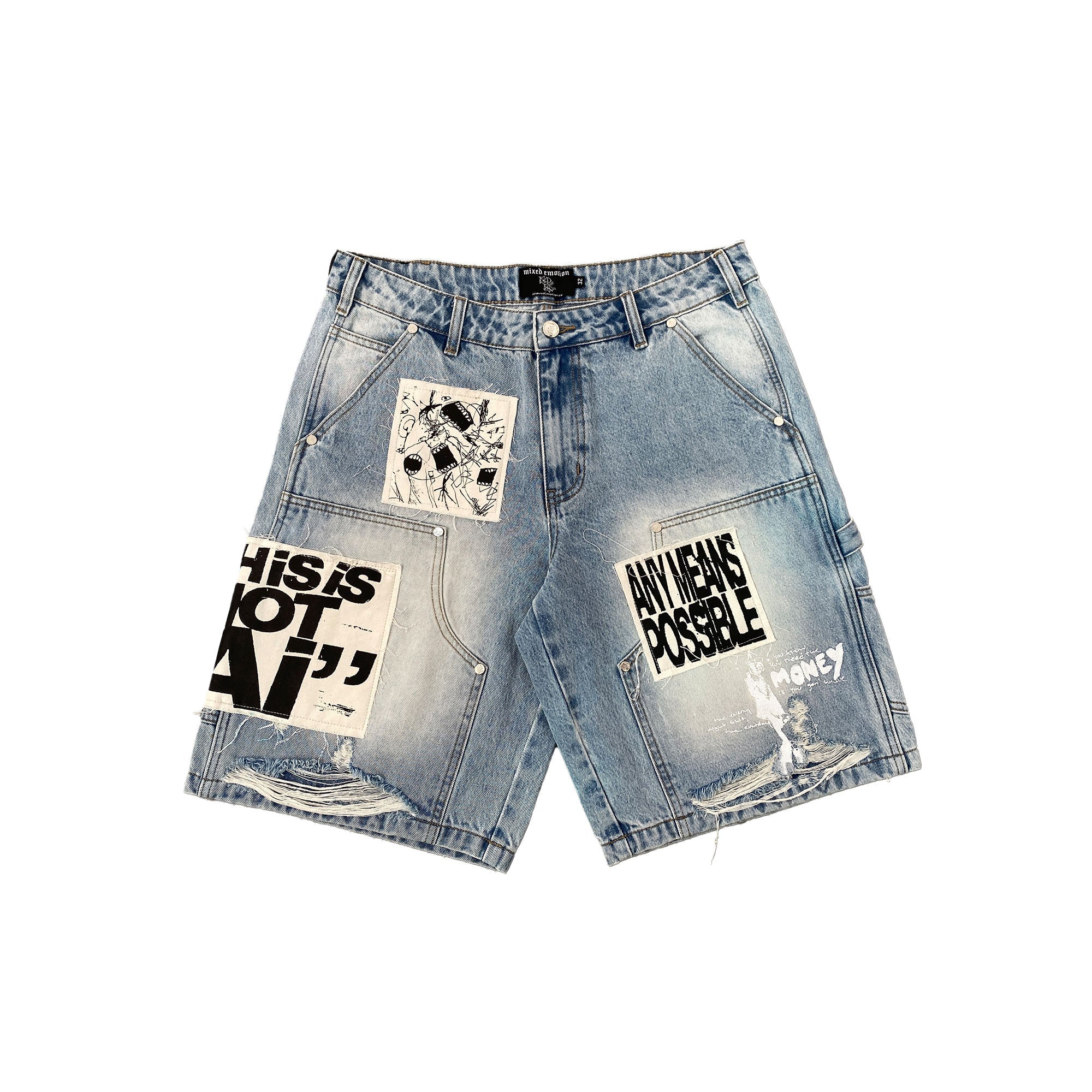 Mixed Emotions 'AI' Blue Jean Shorts