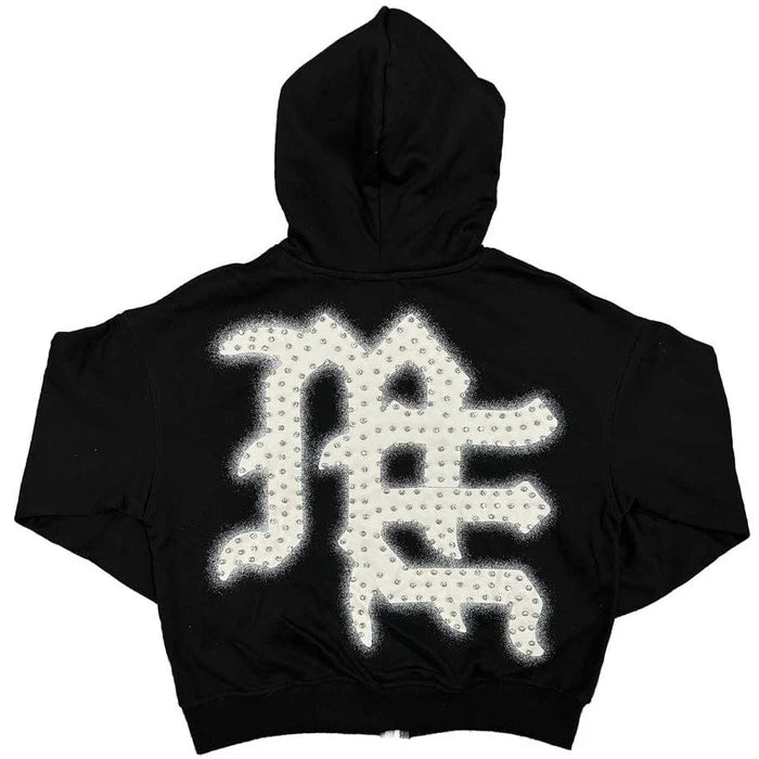 Mixed Emotions 'END' Black Rhinestone Hoodie