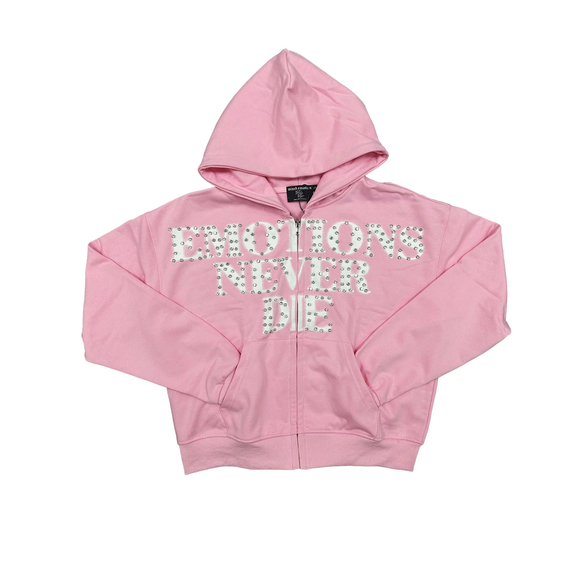 Mixed Emotions 'END' Pink Rhinestone Hoodie