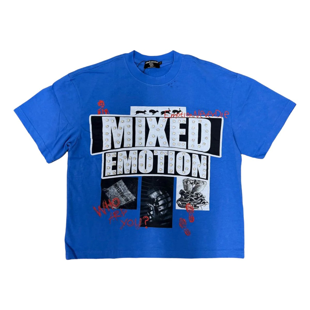Mixed Emotions 'Lost Identity' Blue Rhinestone Tee