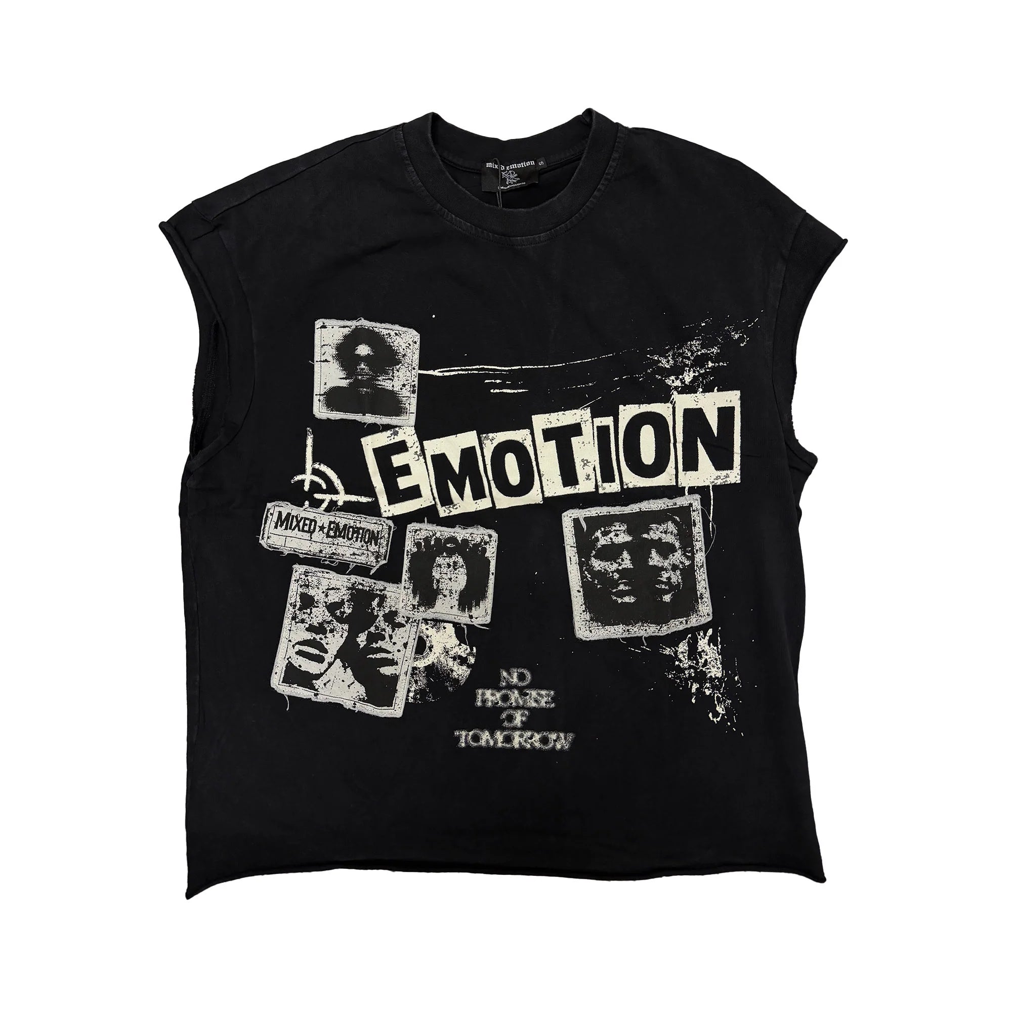 Mixed Emotions 'Newspaper' Black Sleeveless Tee