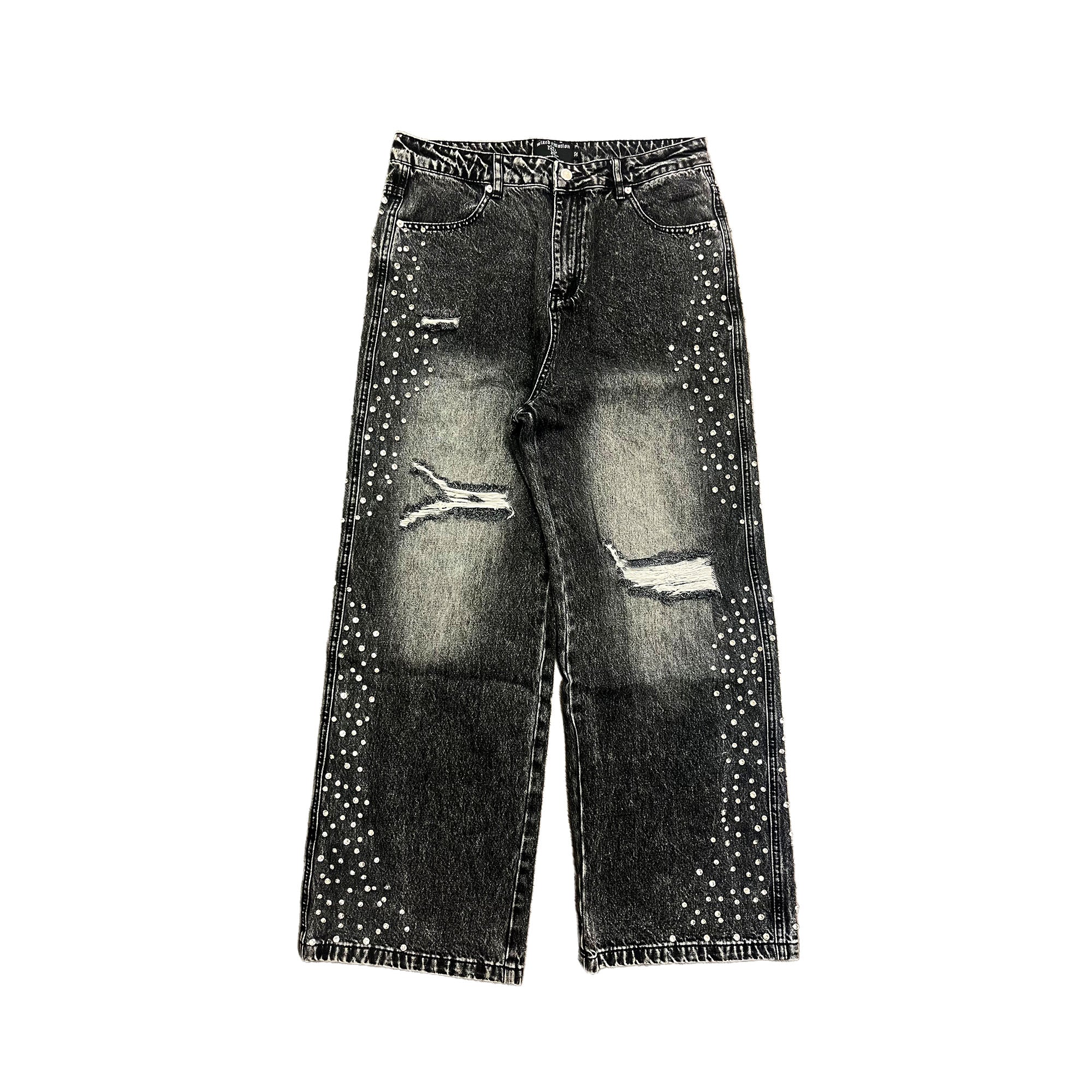 Mixed Emotions 'Stone' Grey Baggy Jeans