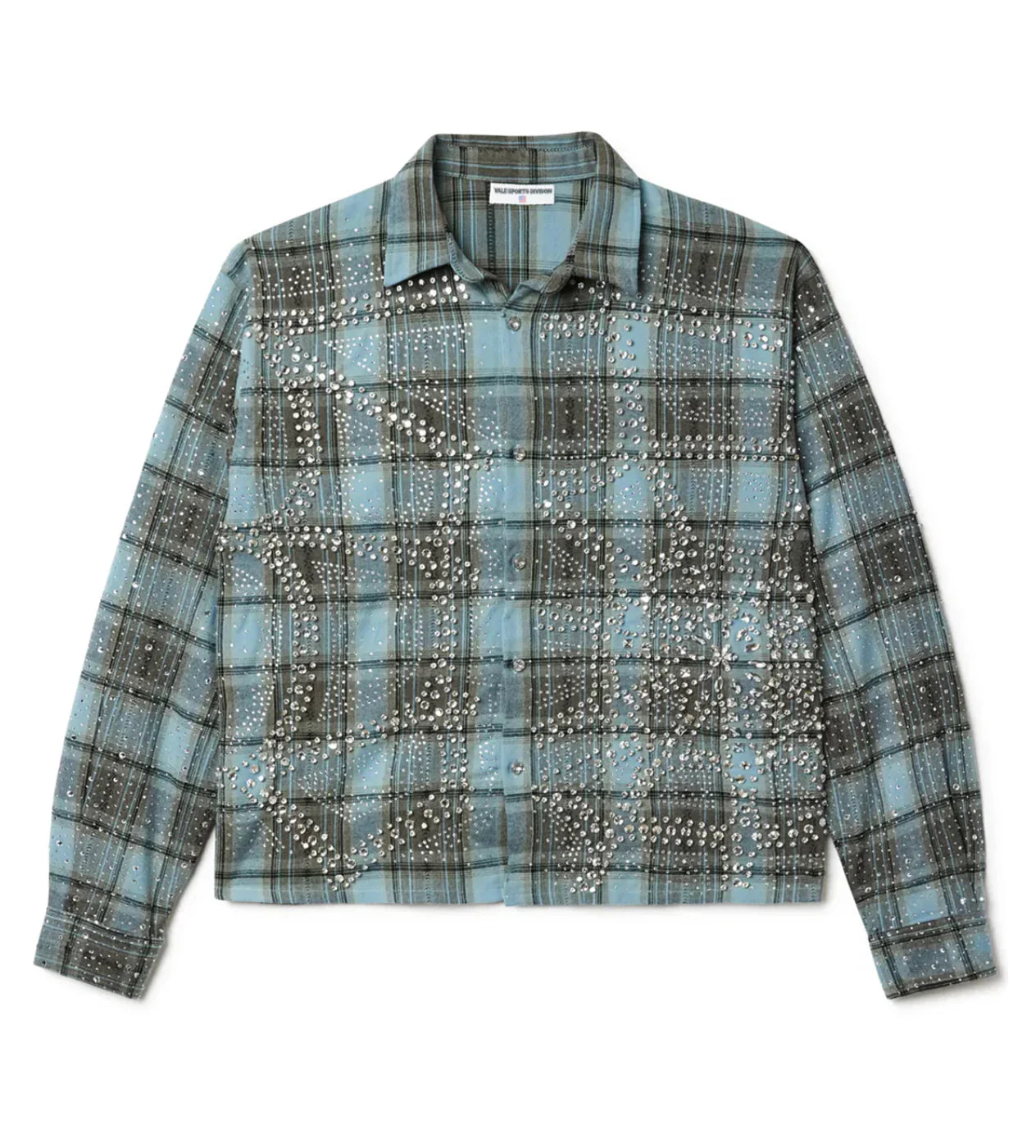 VALE "Ocean Flannel" Blue and Brown Button Down Shirt