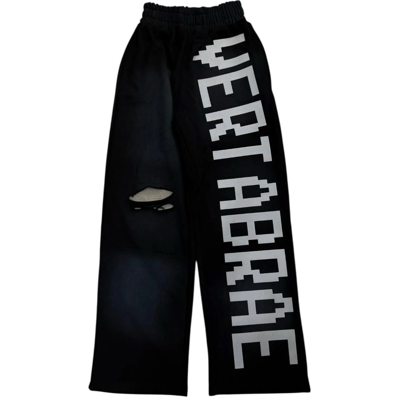 Vertabrae 'Logo' Black & White Distressed Sweats
