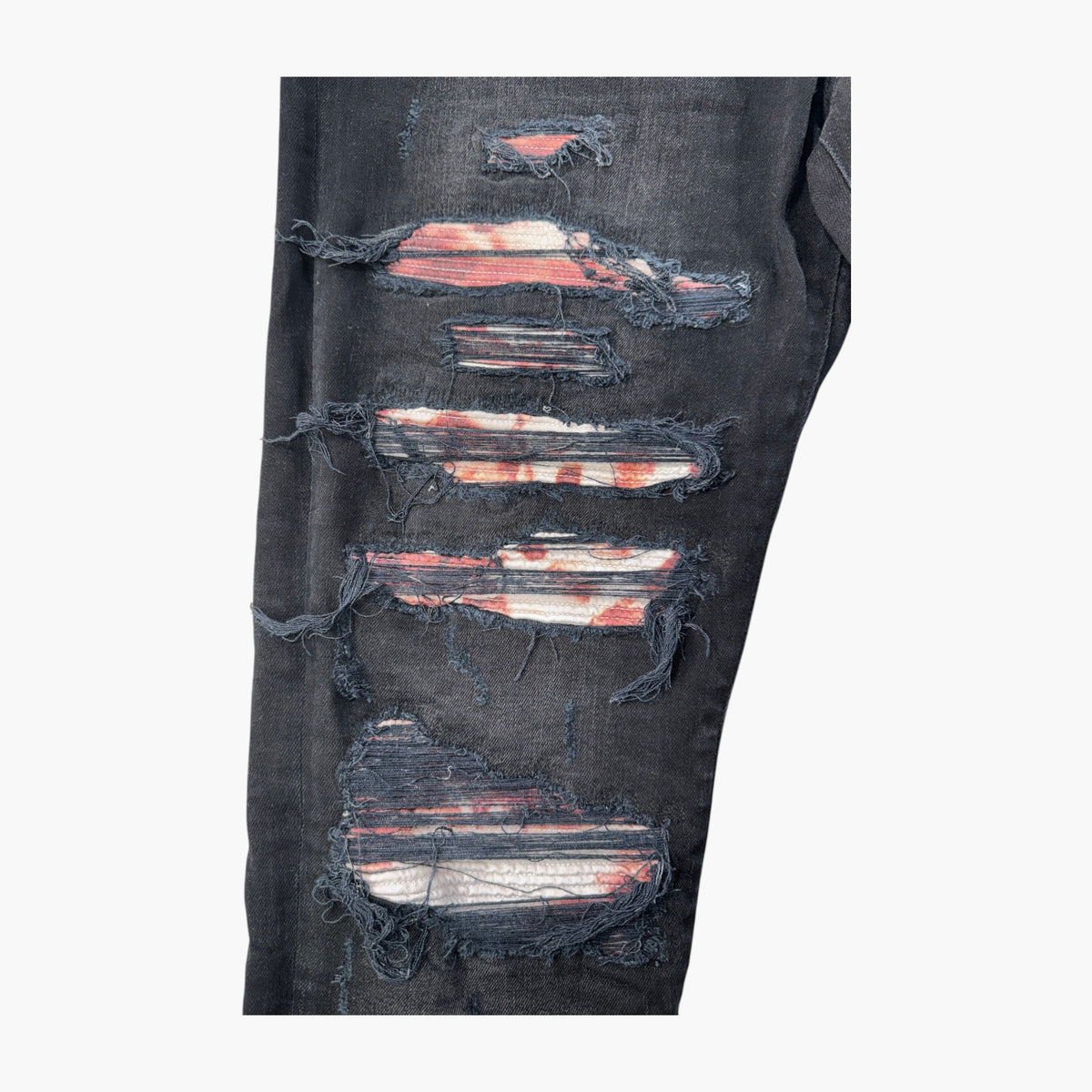 Amiri Thrasher Black Wash & Red Tie Dye Patch Jeans