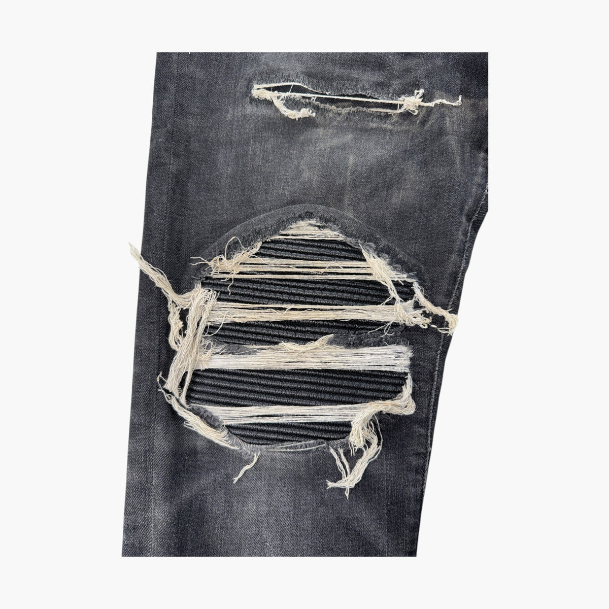 Amiri MX1 OG Patch Grey & Black Leather Jeans