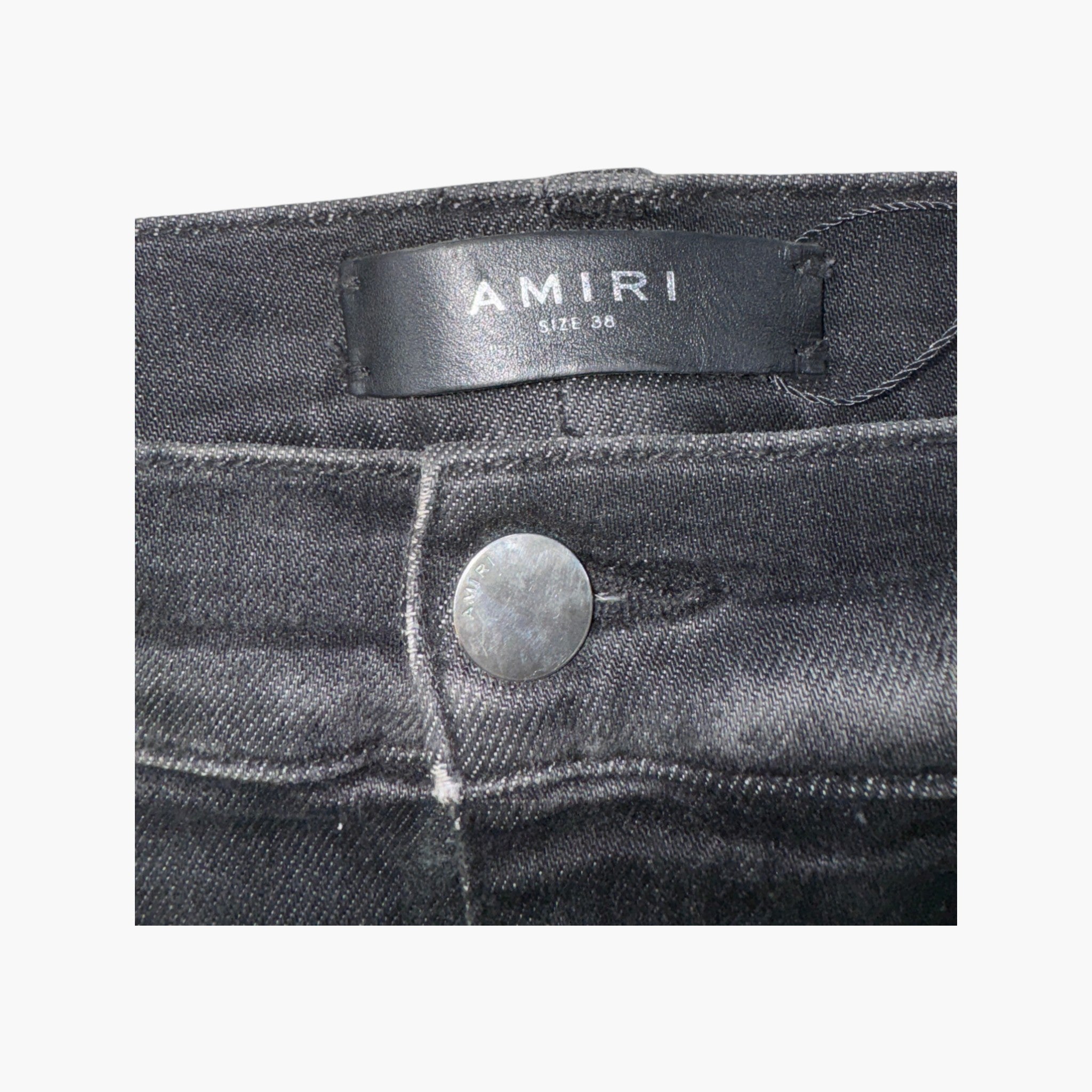 Amiri MX1 OG Patch Grey & Black Leather Jeans