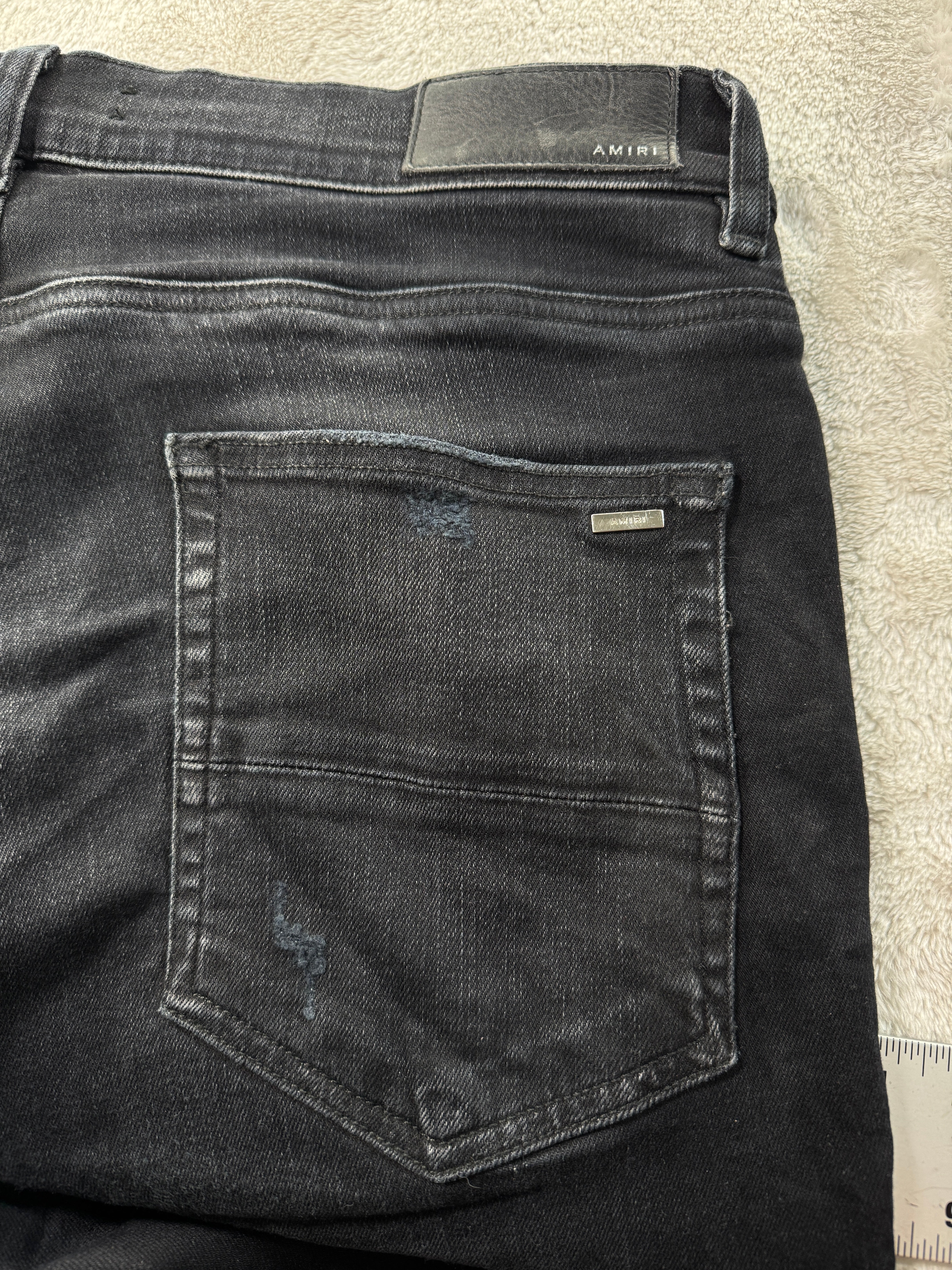 Amiri MX1 Black Wash & Pink Crackle Patch Jeans
