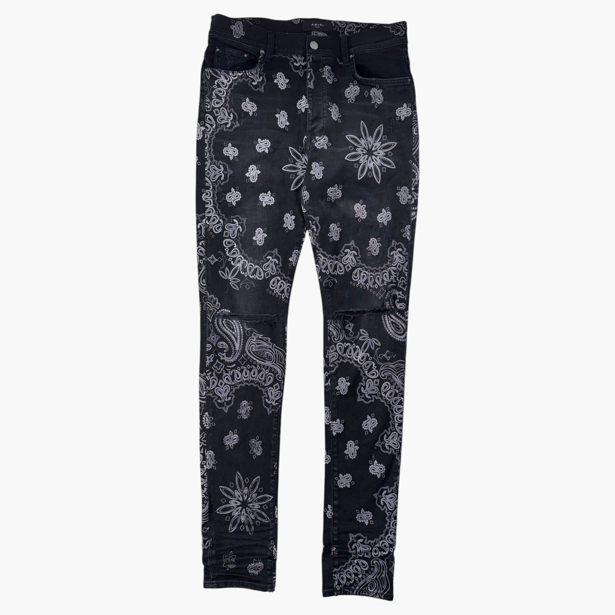 Amiri Flocked Paisley Black Wash Jeans