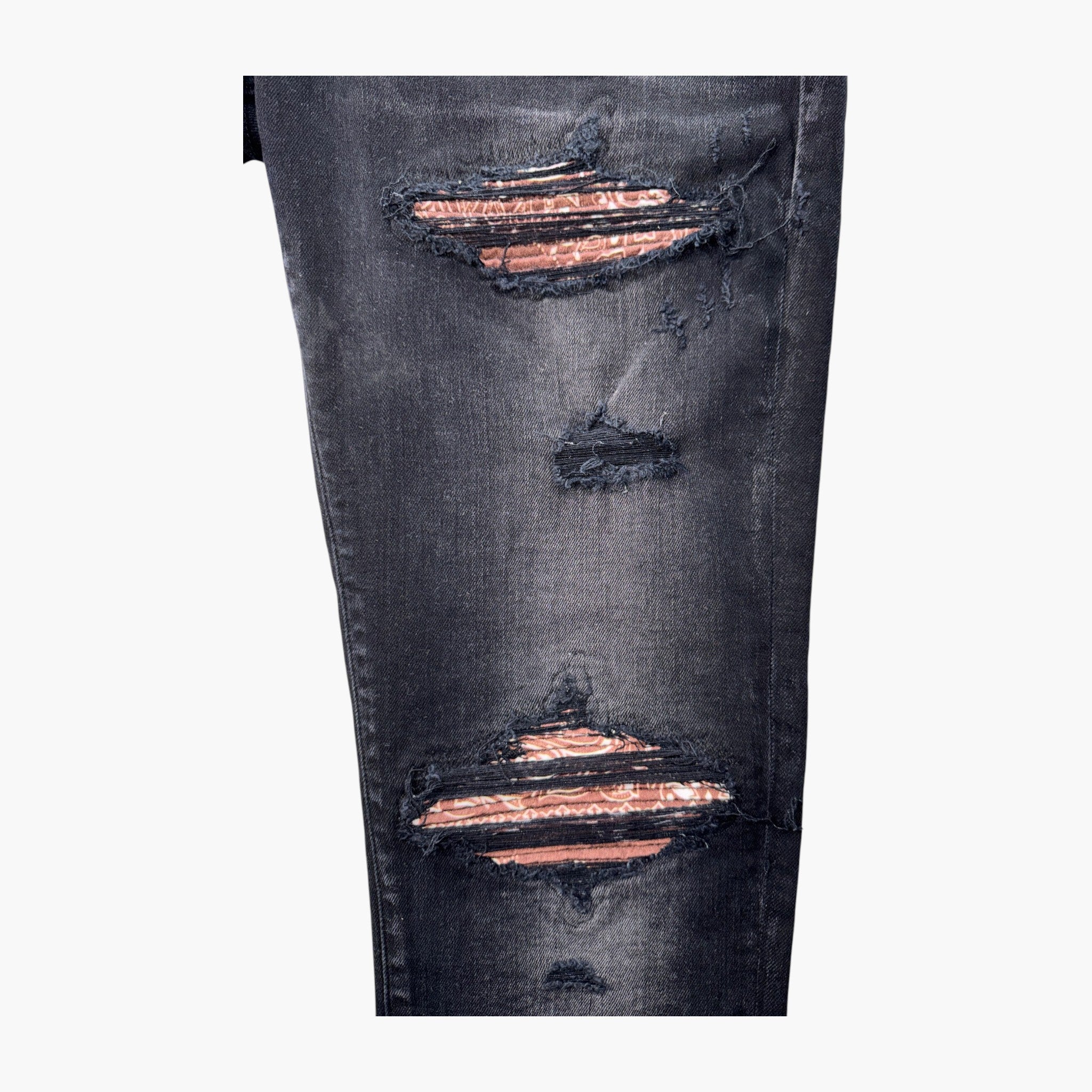 Amiri MX1 Black Wash & Brown Paisley Jeans
