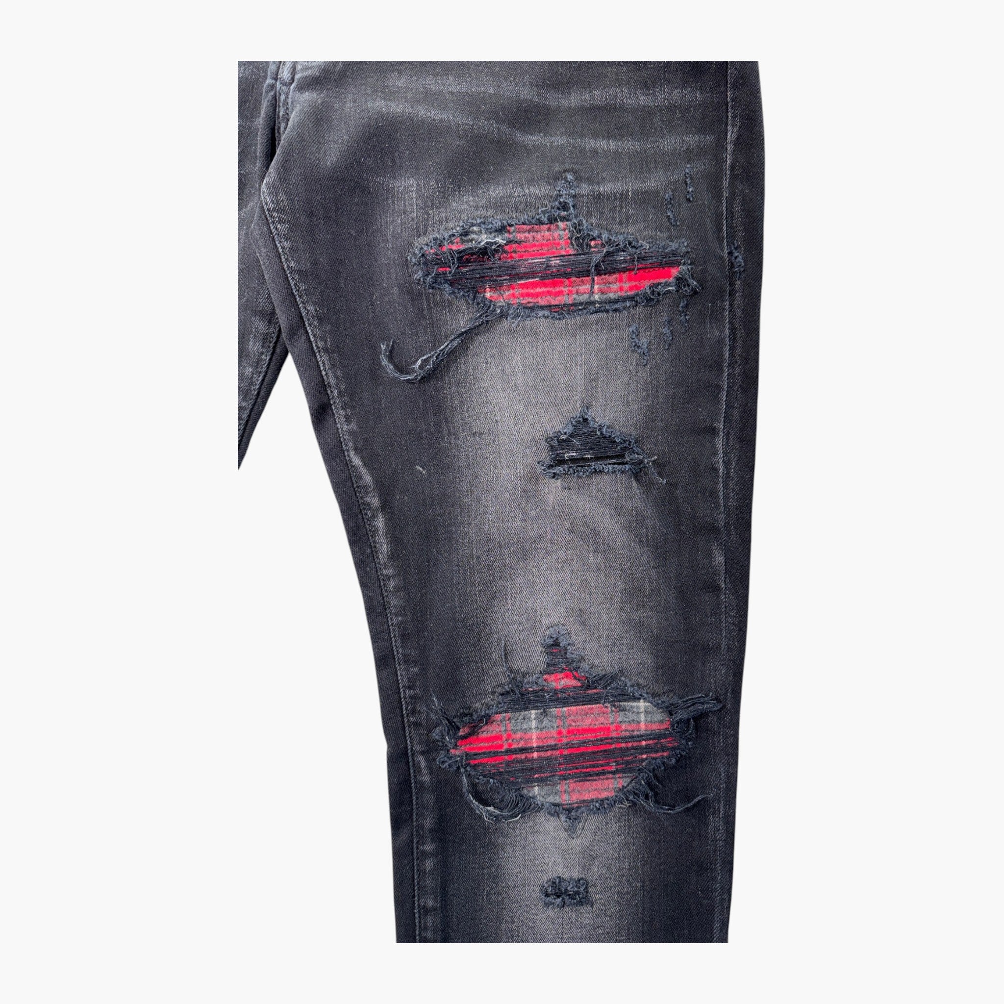 Amiri MX1 Black & Red Plaid Jeans