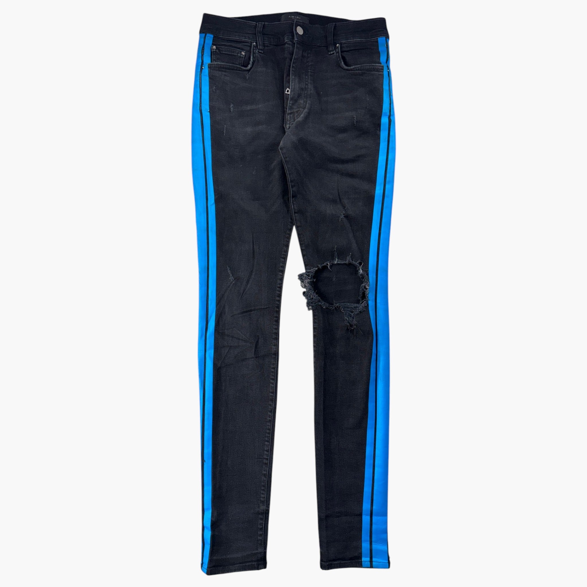 Amiri Stripe Thrasher Black & Blue Jeans