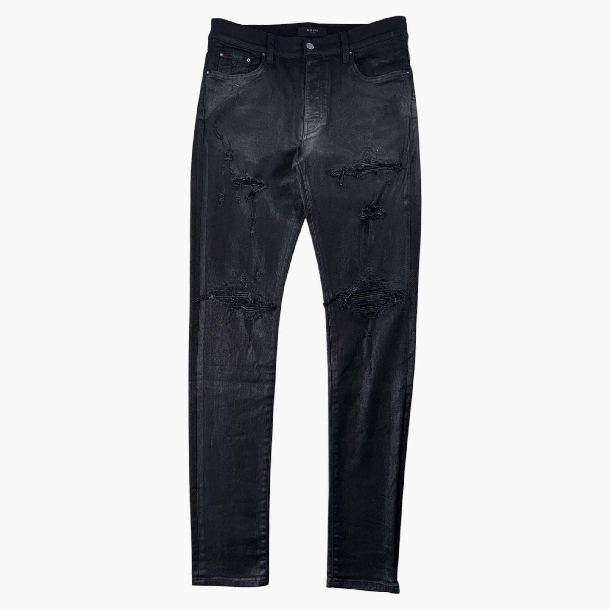 Amiri MX1 Black & Black Wax Patch Jeans