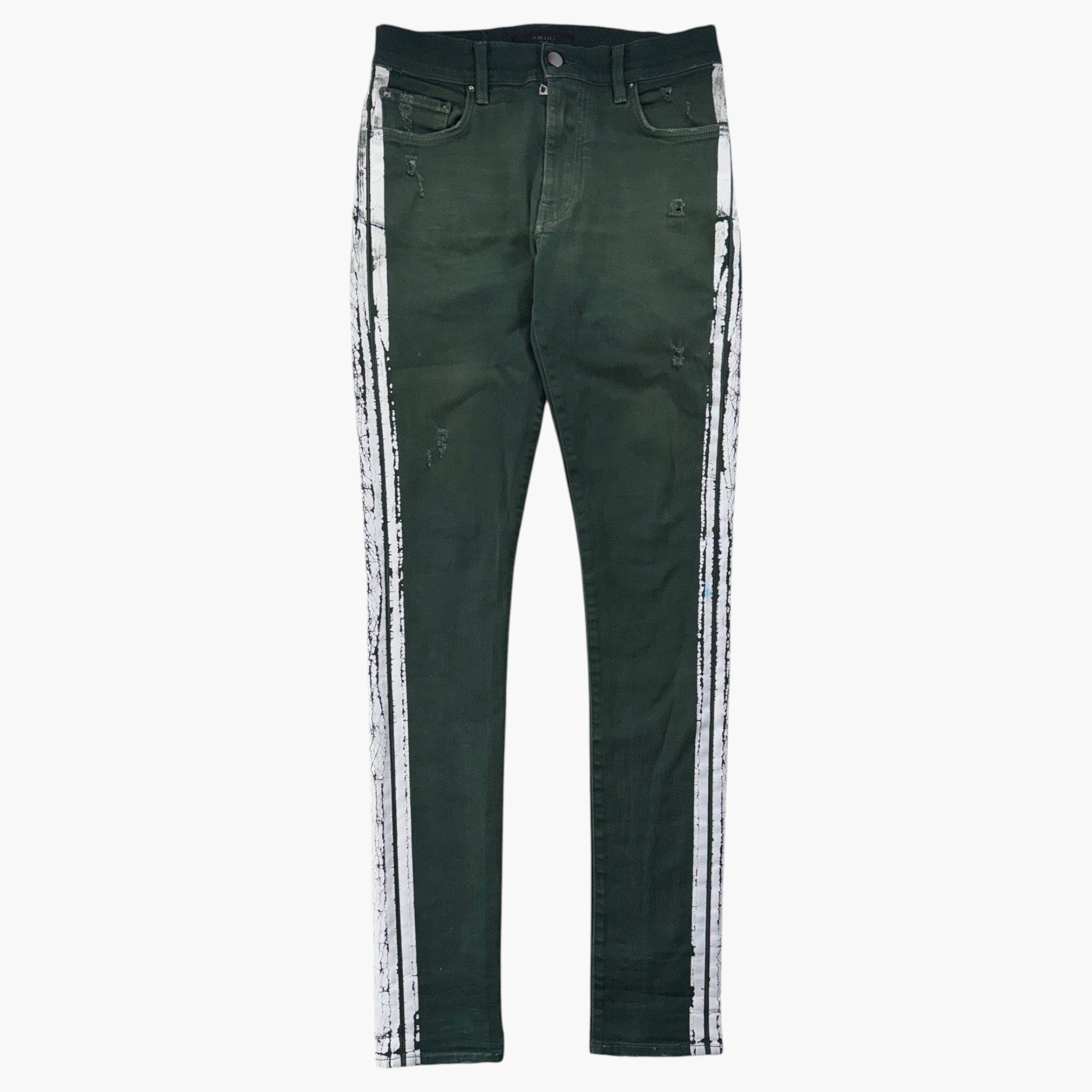 Amiri Green & White Stripe Jeans