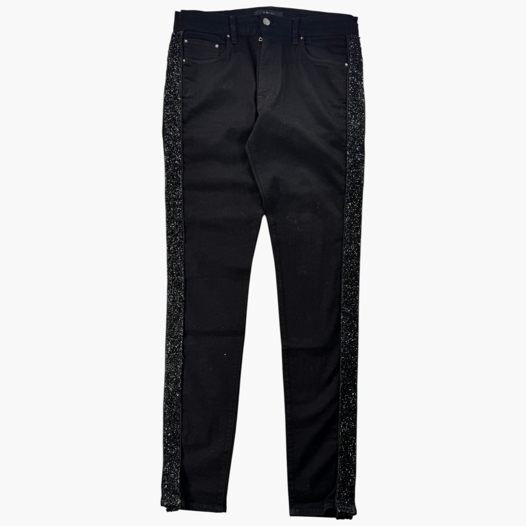 Amiri Crystal Stripe Black Jeans