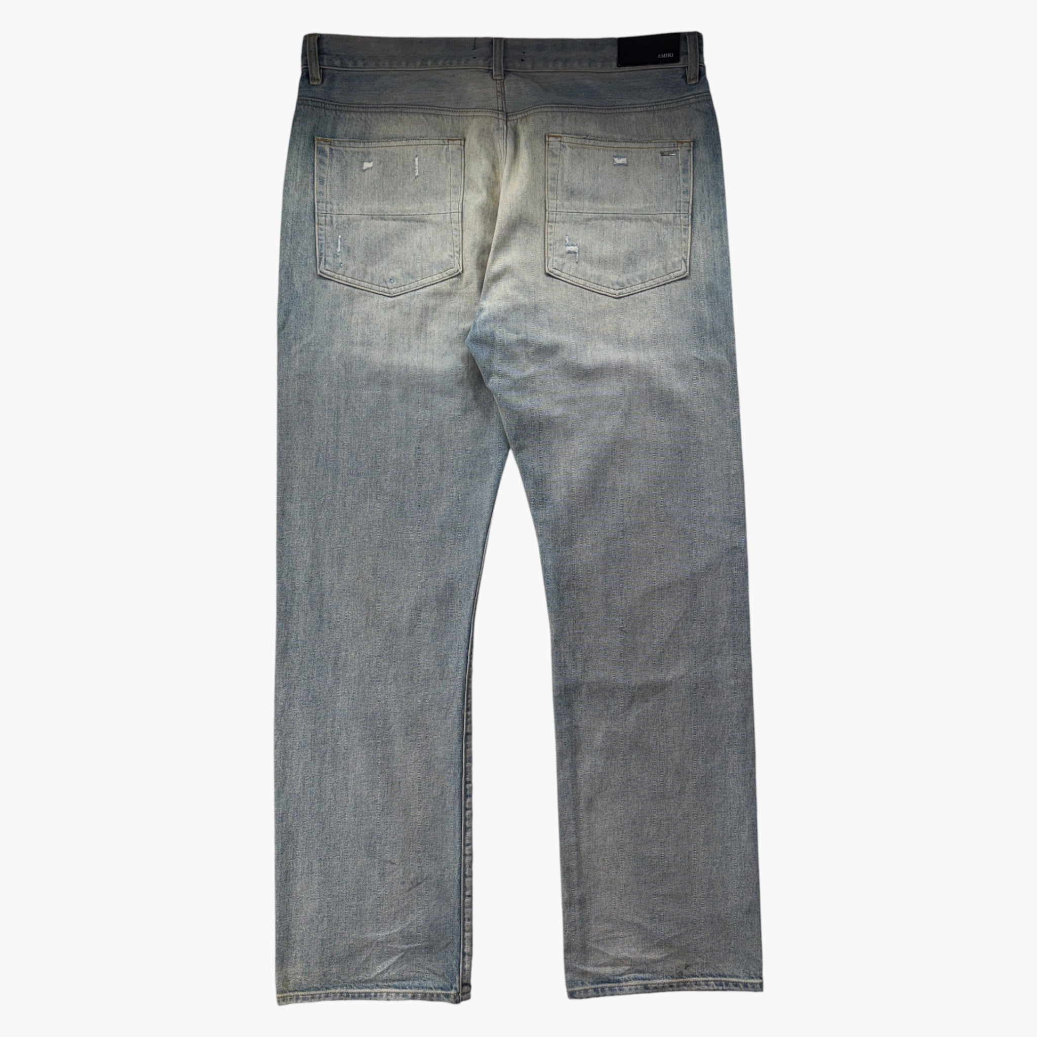 Amiri MX1 Light Wash Straight Leg & White Patch Jeans