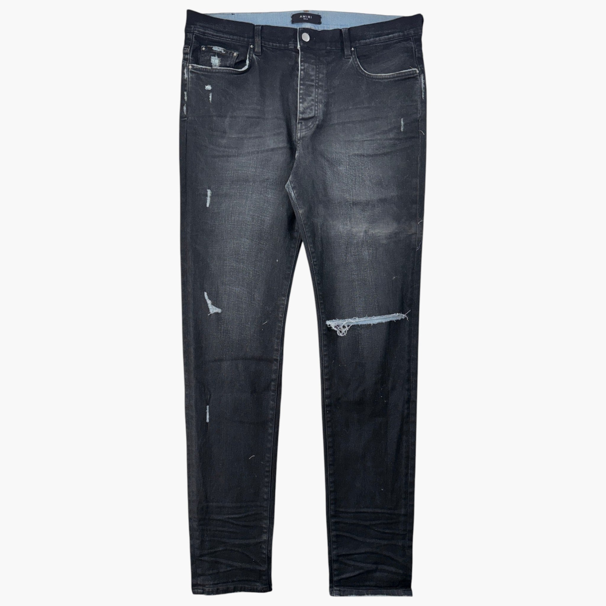 Amiri Thrasher Black & Blue Wax Plain Jeans