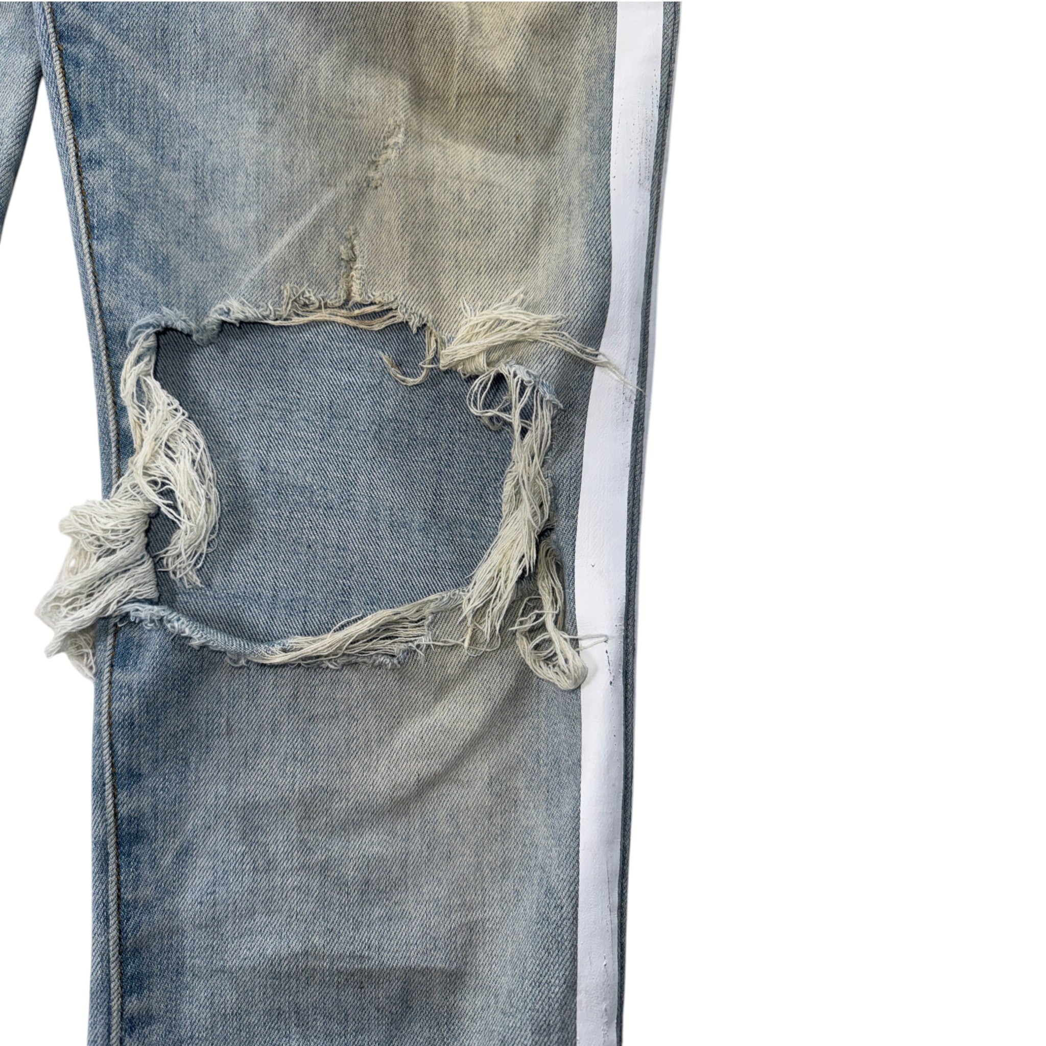 Amiri Stripe Light Wash & White Jeans