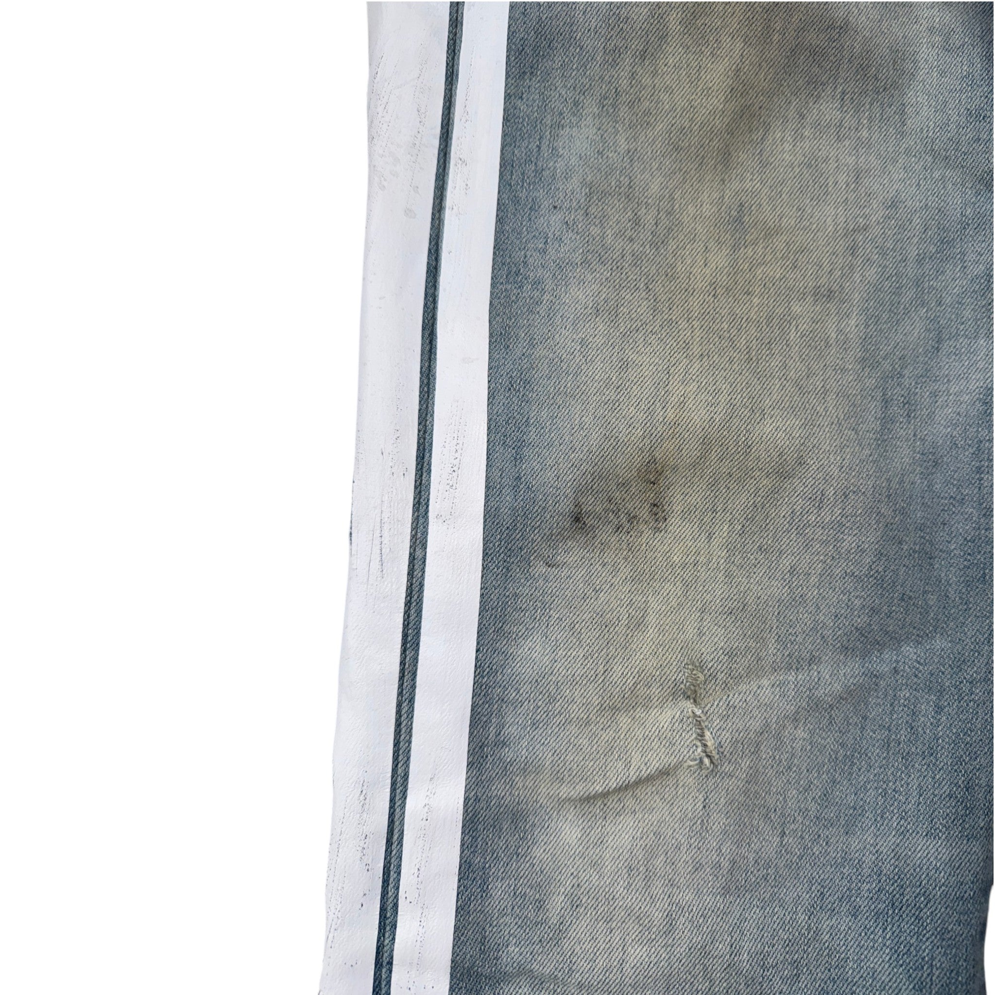 Amiri Stripe Light Wash & White Jeans