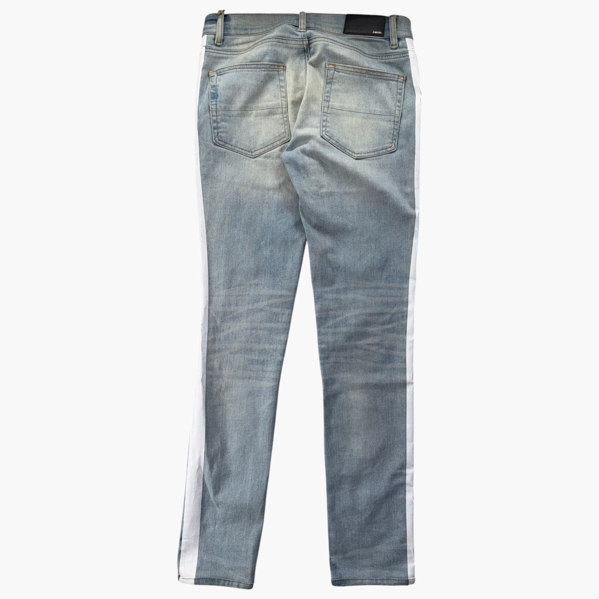 Amiri Stripe Light Wash & White Jeans