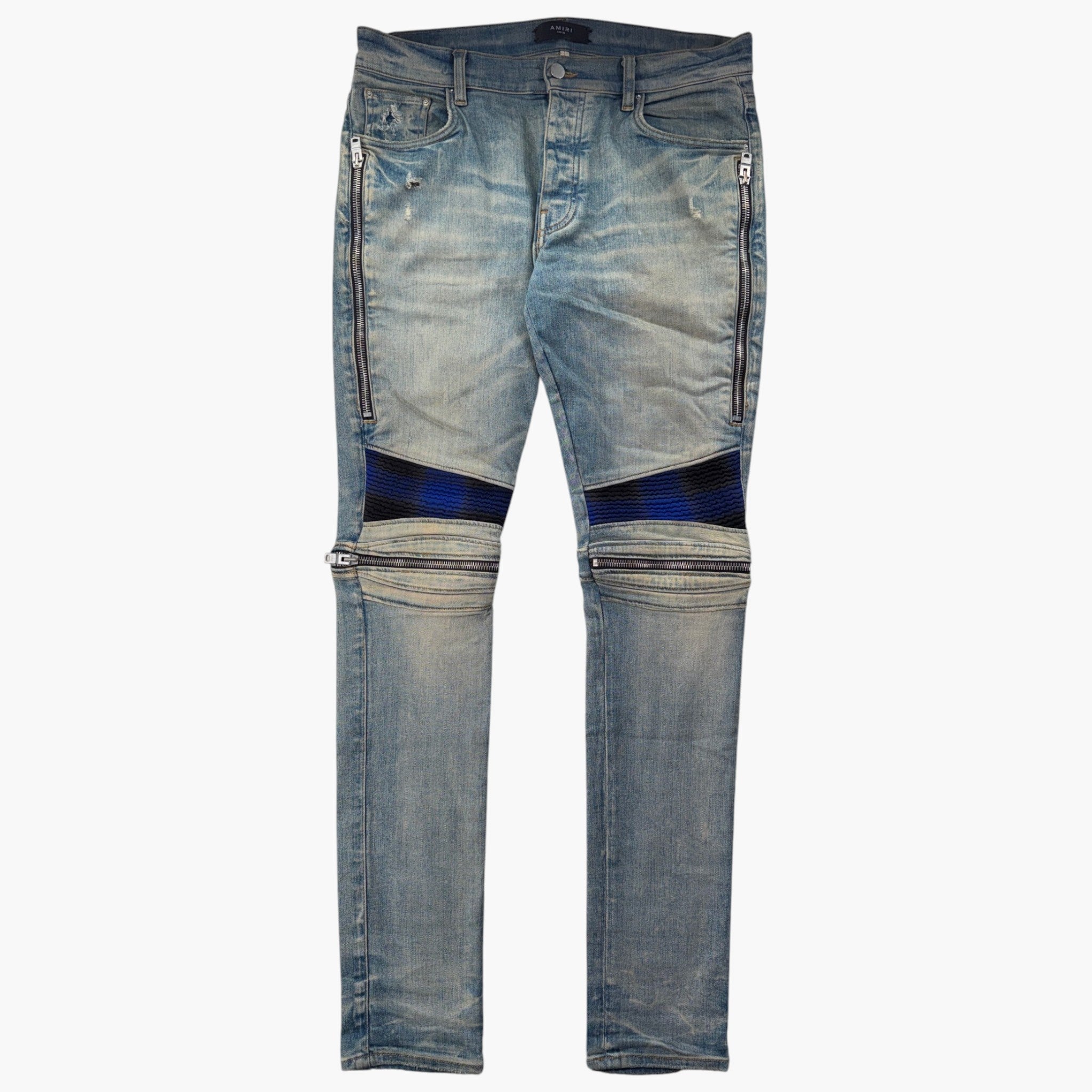 Amiri "MX2" Plaid Patch Light Blue & Black Jeans