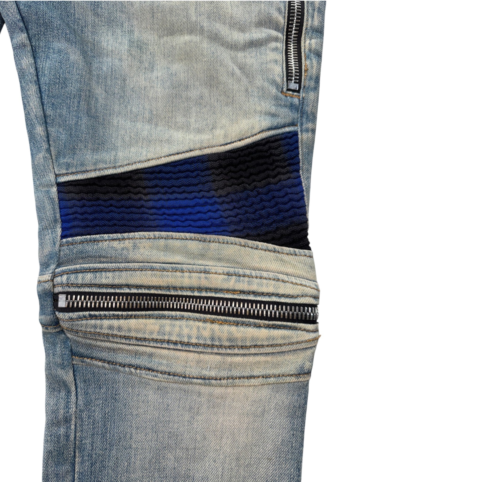 Amiri "MX2" Plaid Patch Light Blue & Black Jeans