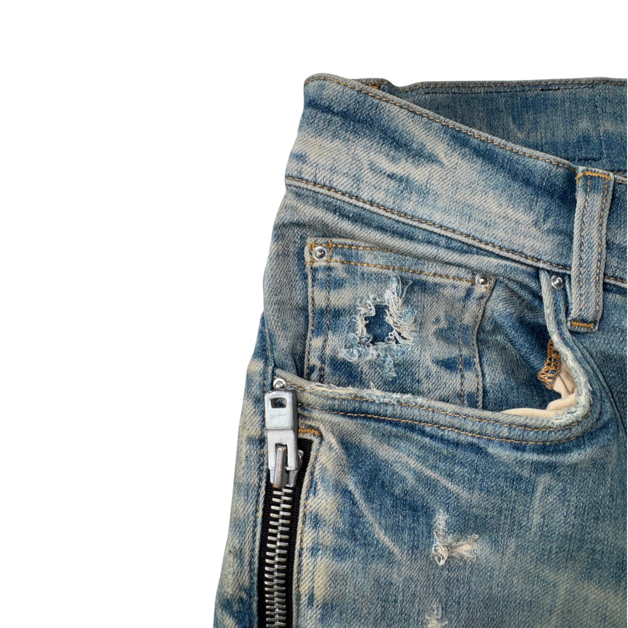 Amiri "MX2" Plaid Patch Light Blue & Black Jeans