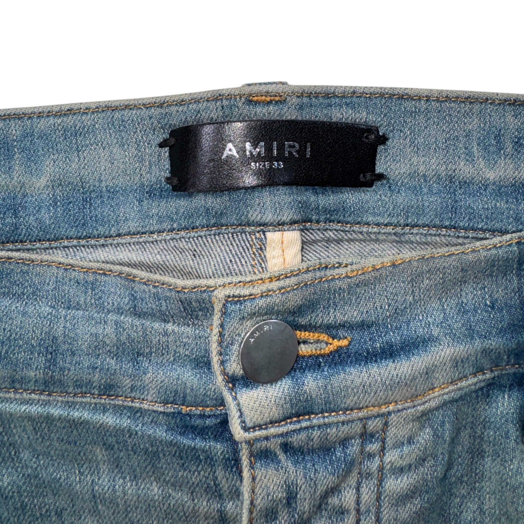 Amiri "MX2" Plaid Patch Light Blue & Black Jeans