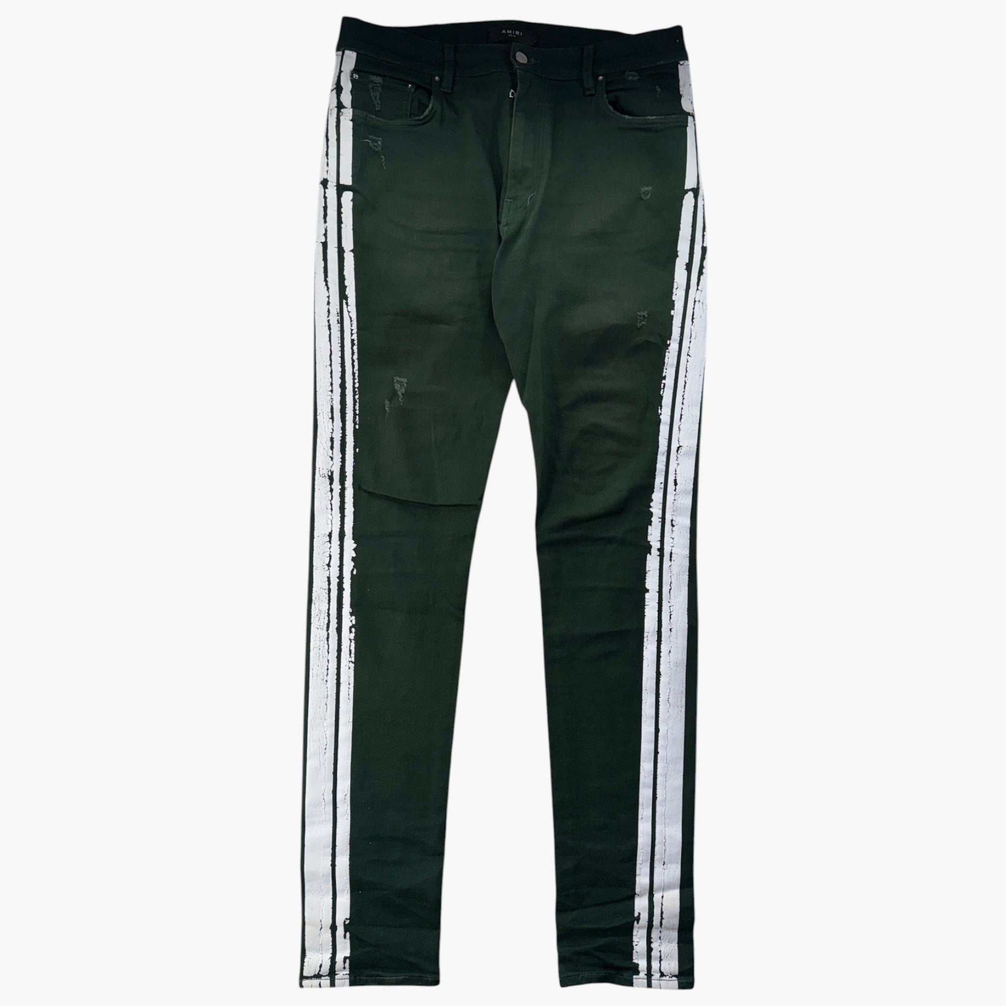 Amiri Stripe Green & White Jeans