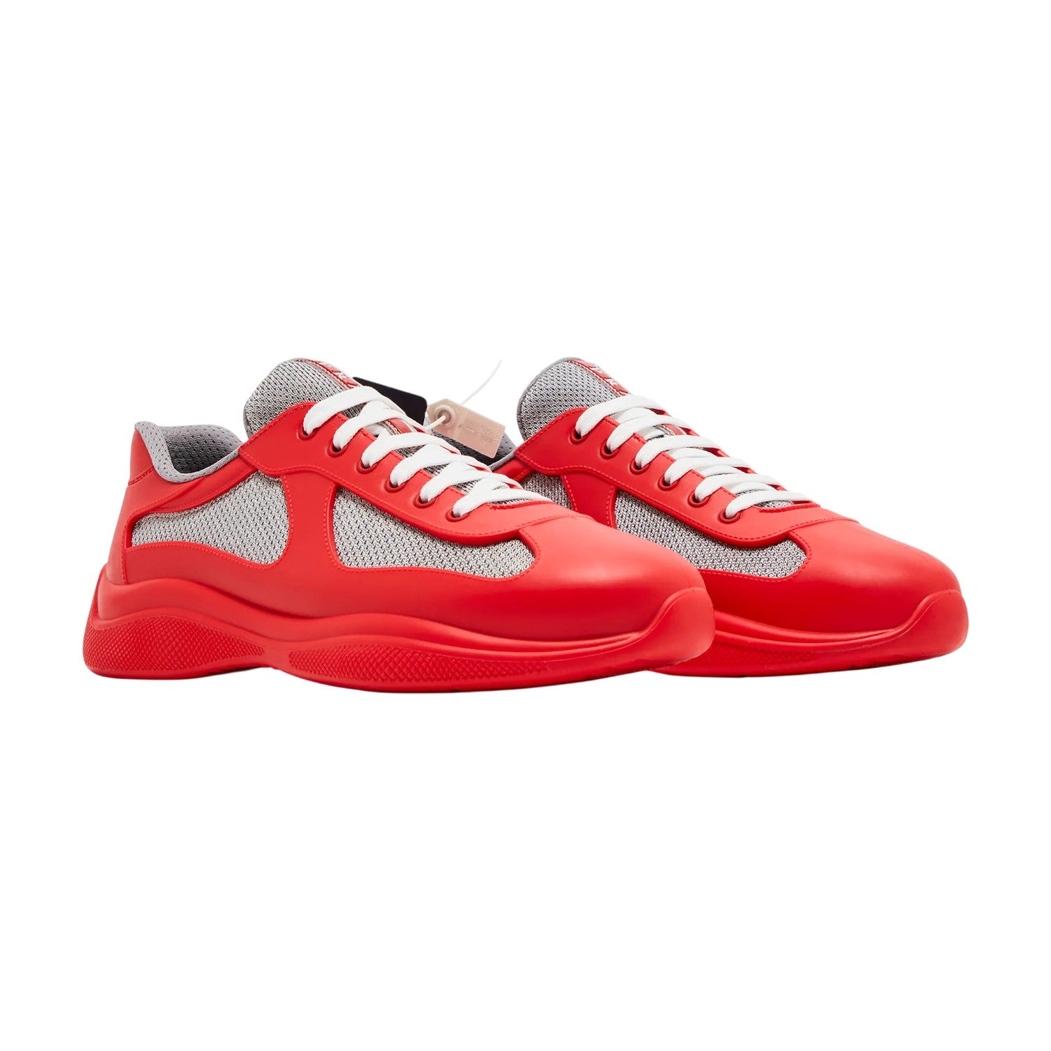 Prada 'America Cup' Red & Grey Rubber Sneakers