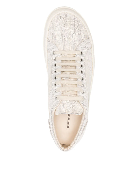 Rick Owens Cracked Vintage Leather White Sneakers