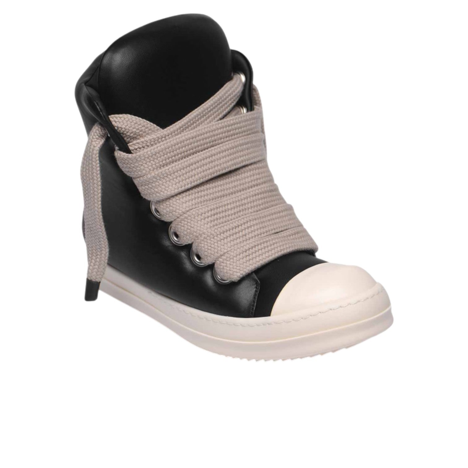 Rick Owens Mainline 'Padded Ramone Jumbo Lace' Hi Black & Milk Sneakers