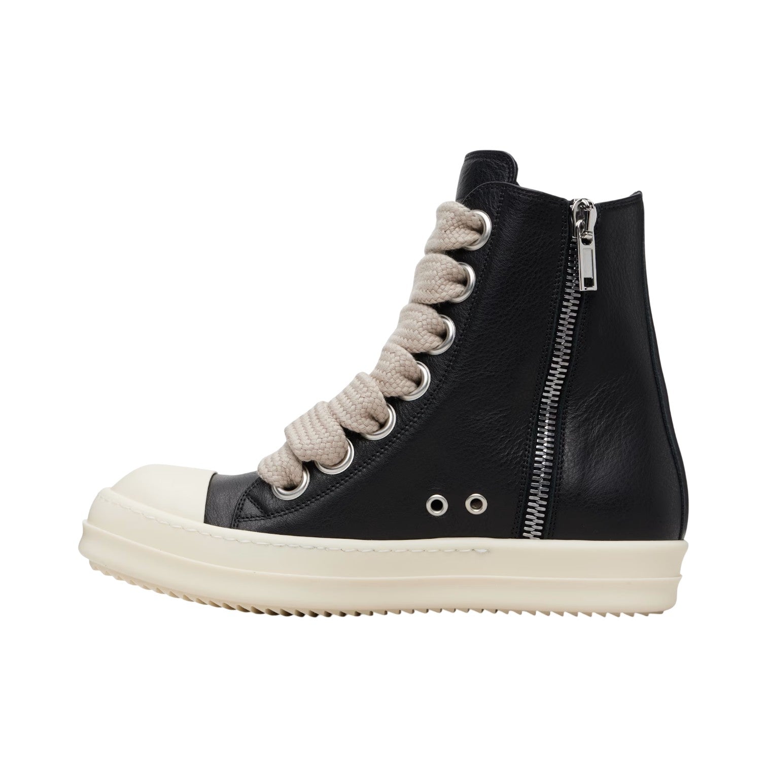 Rick Owens Mainline 'Ramone Jumbo Lace' Hi Black & Milk Sneakers