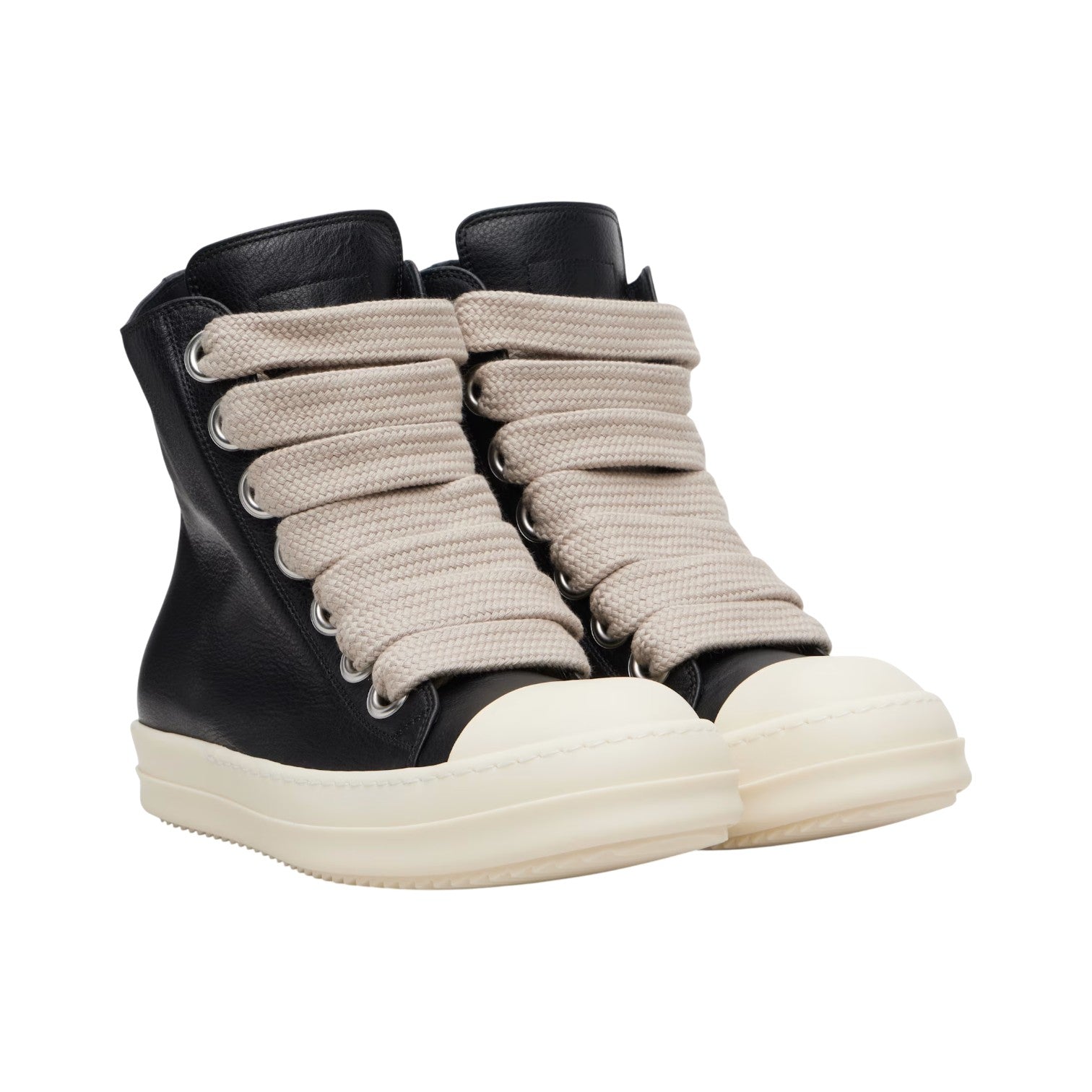 Rick Owens Mainline 'Ramone Jumbo Lace' Hi Black & Milk Sneakers