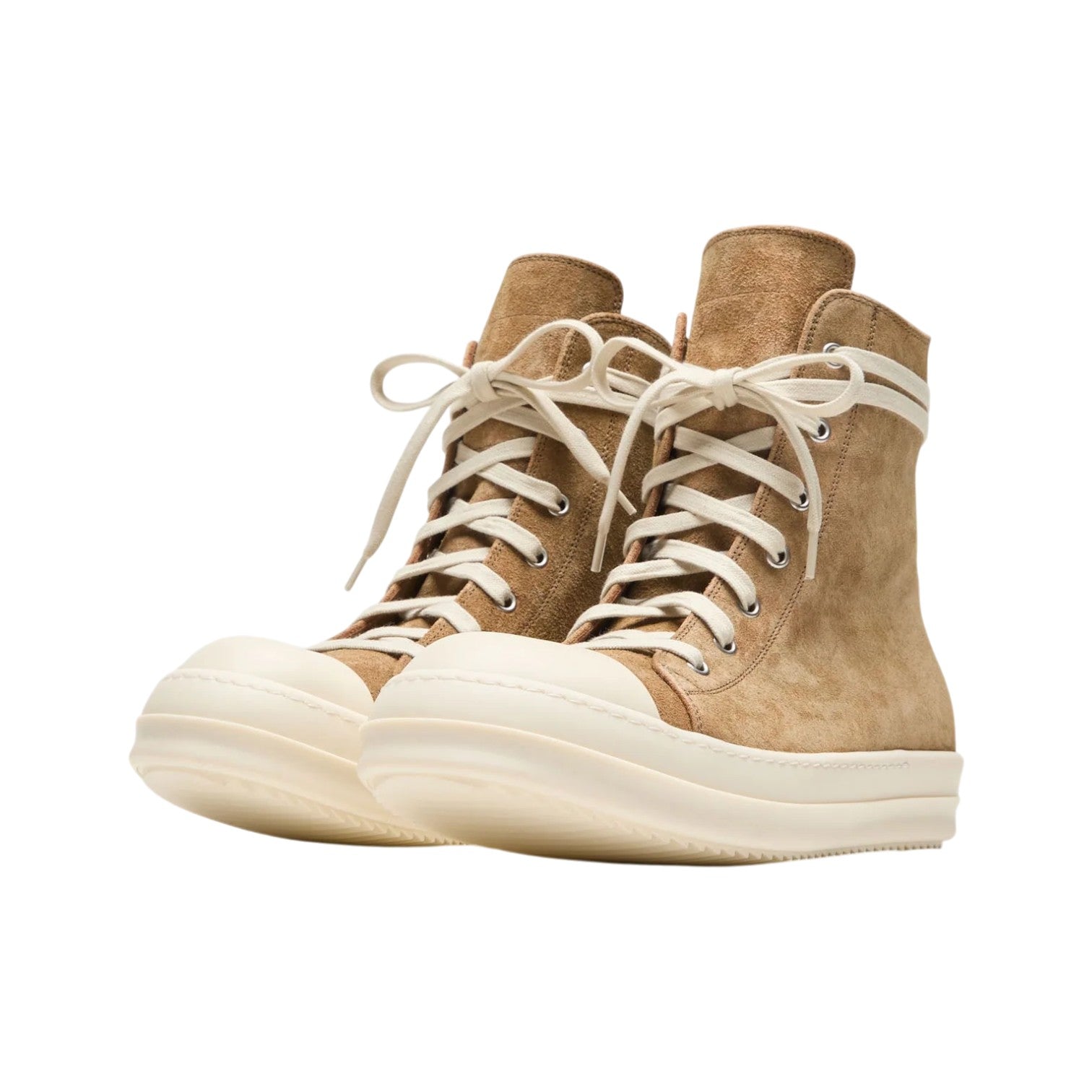 Rick Owens Mainline 'Ramone' Hi Sumi Brown & Milk Sneakers