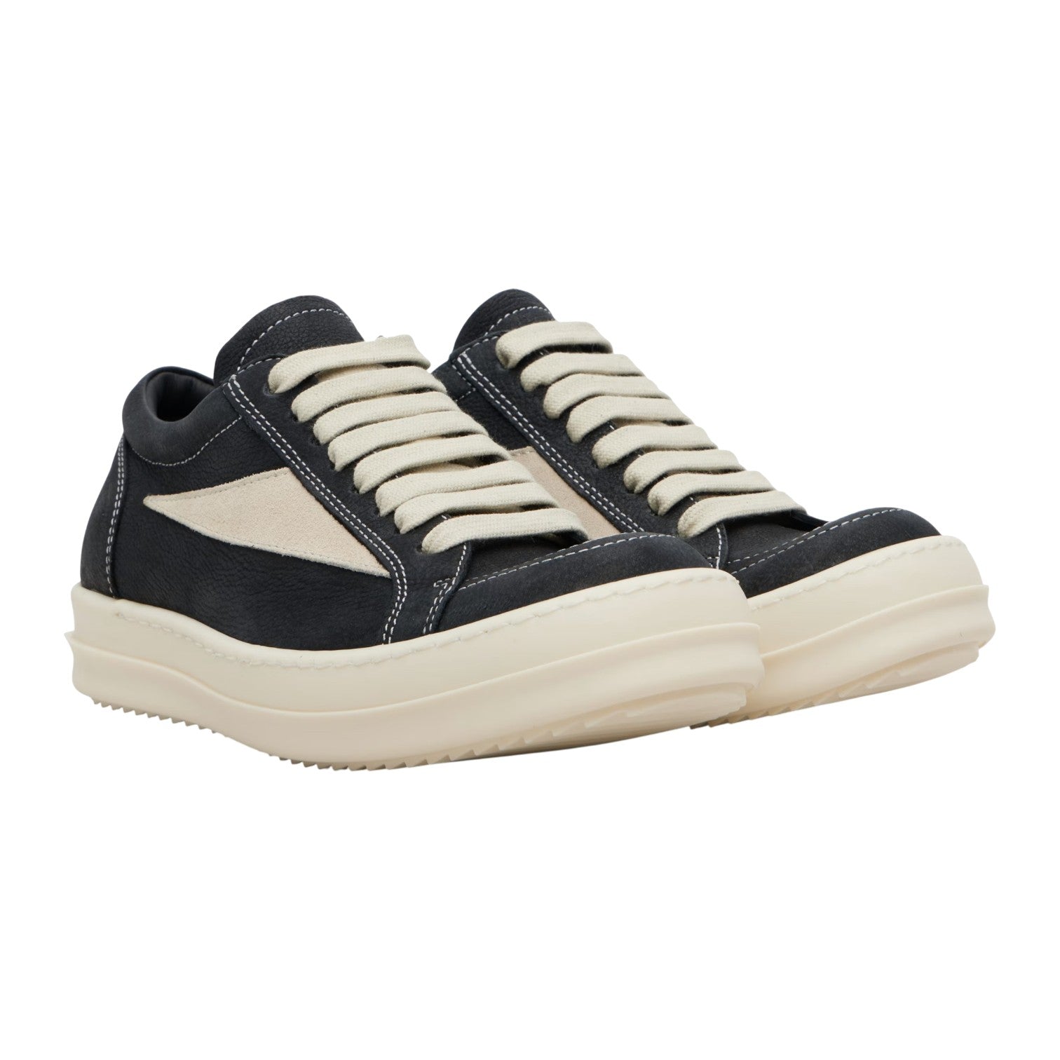 Rick Owens Mainline 'Vintage Nubuck' Black & Milk Sneakers
