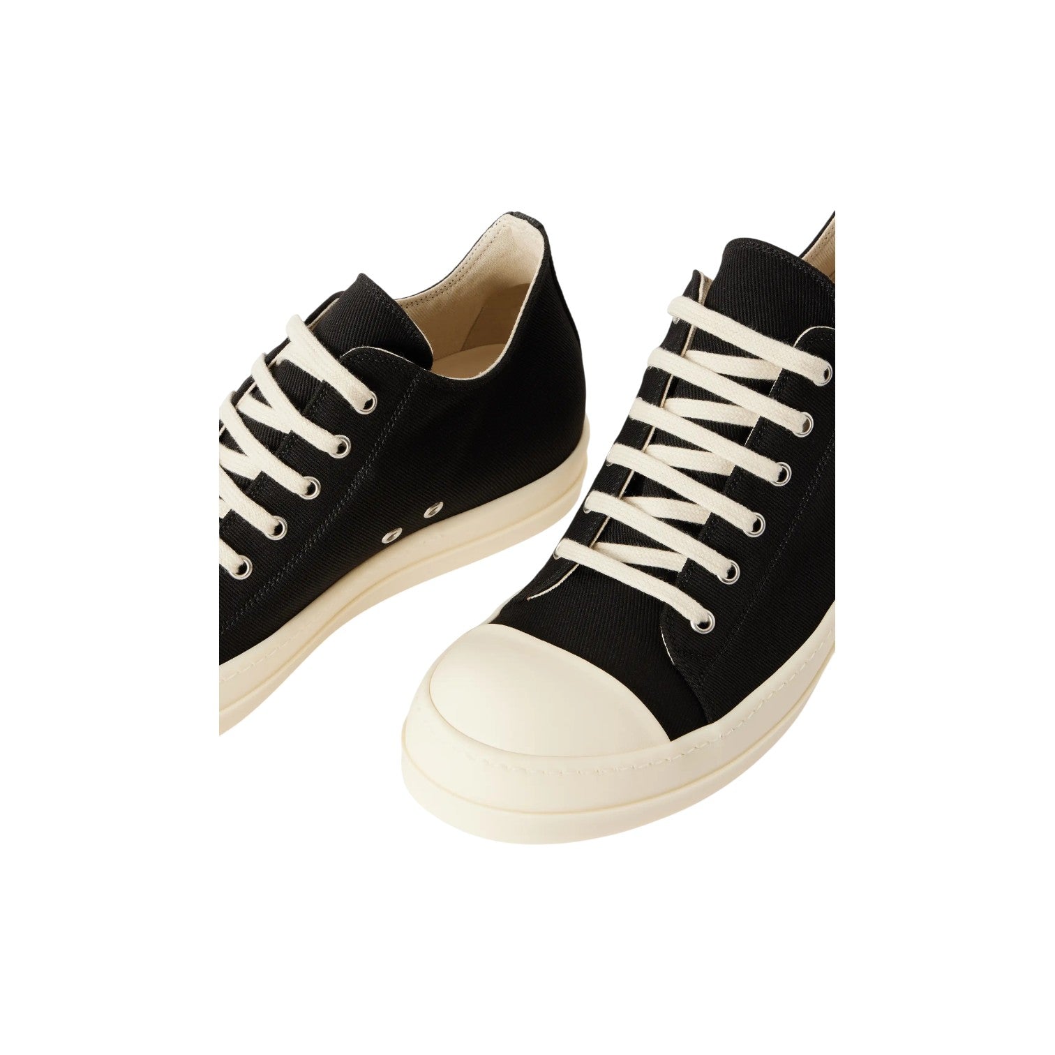 Rick Owens DRKSHDWS 'Ramone' Low Black & Milk Canvas Sneakers