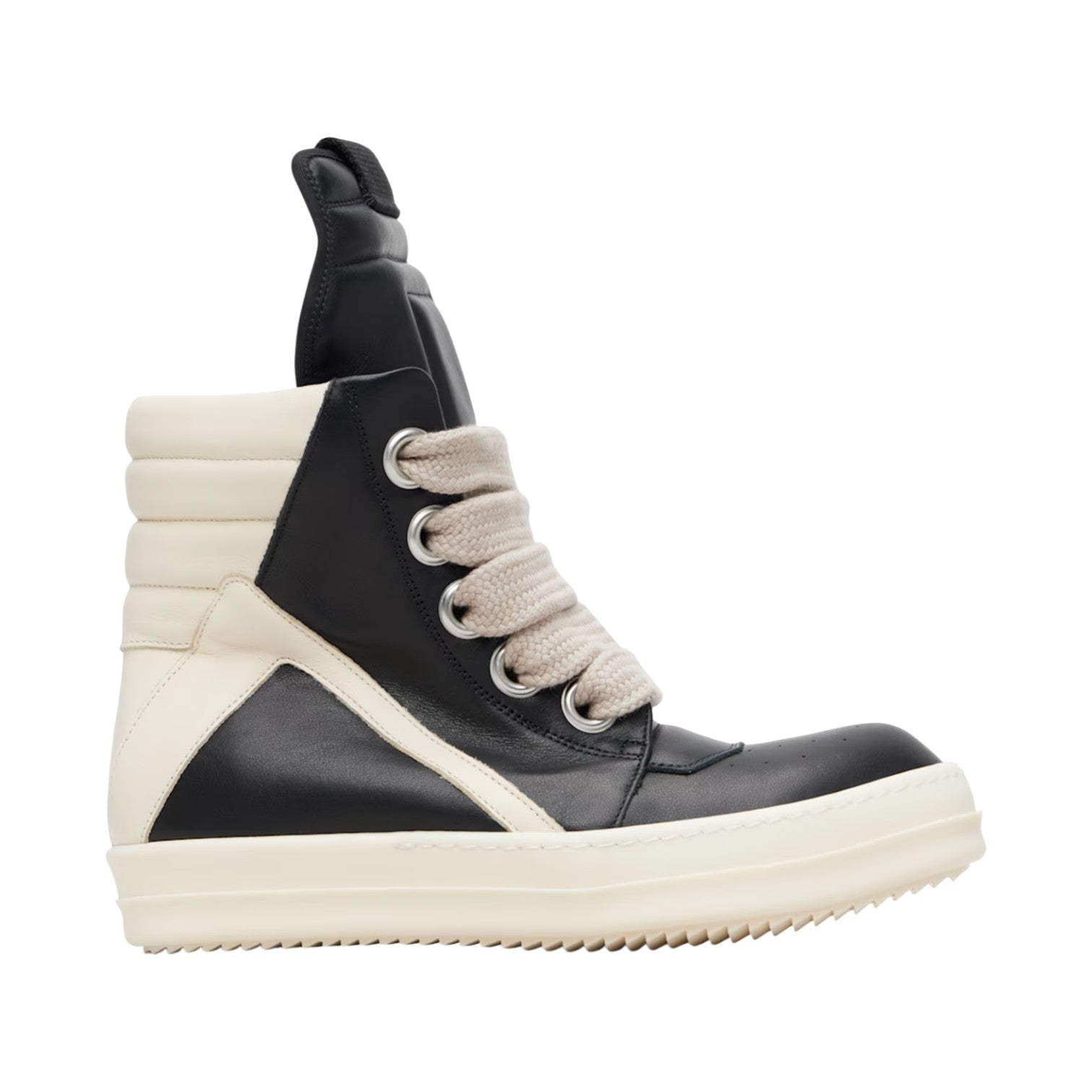 Rick Owens 'Geobasket Jumbo Lace' Hi Black & Milk Sneakers
