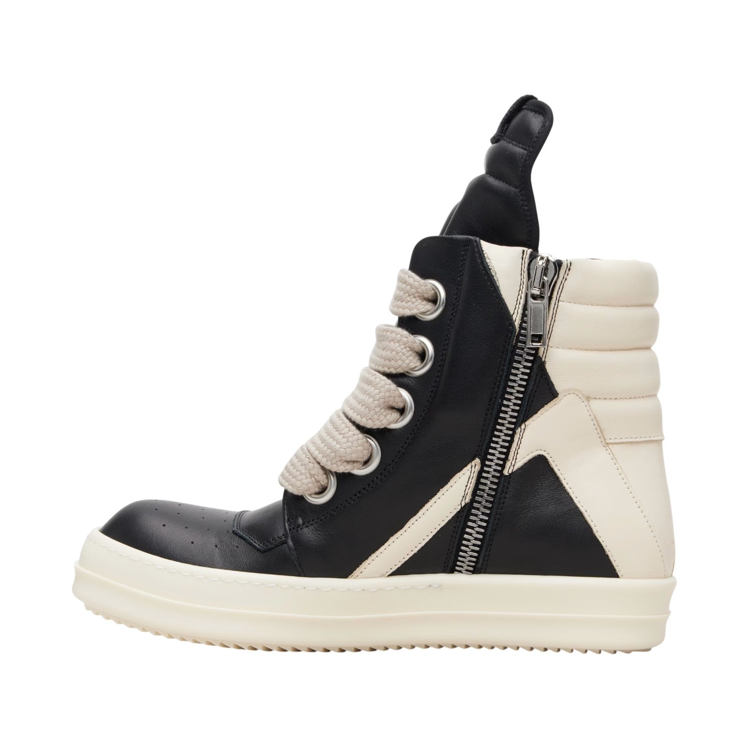 Rick Owens 'Geobasket Jumbo Lace' Hi Black & Milk Sneakers