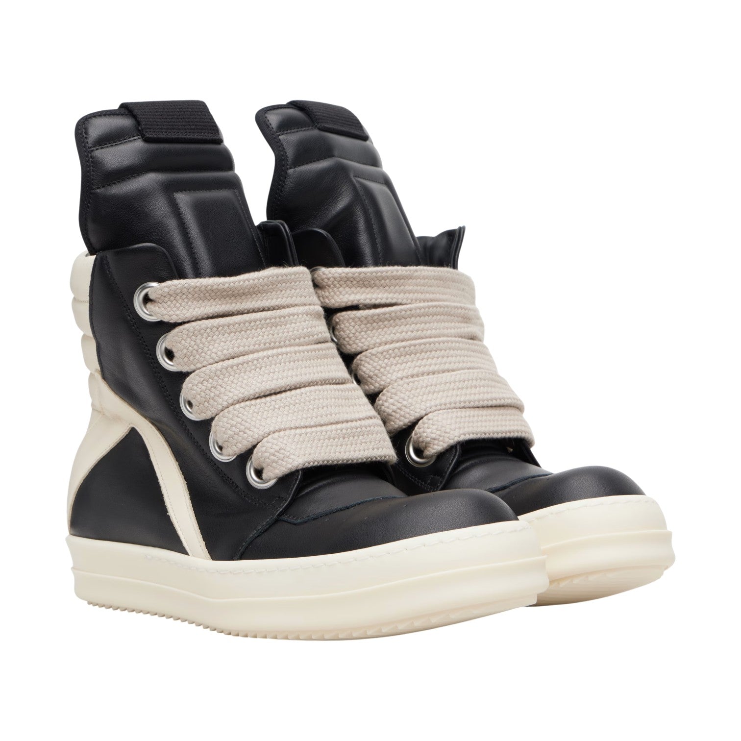 Rick Owens 'Geobasket Jumbo Lace' Hi Black & Milk Sneakers