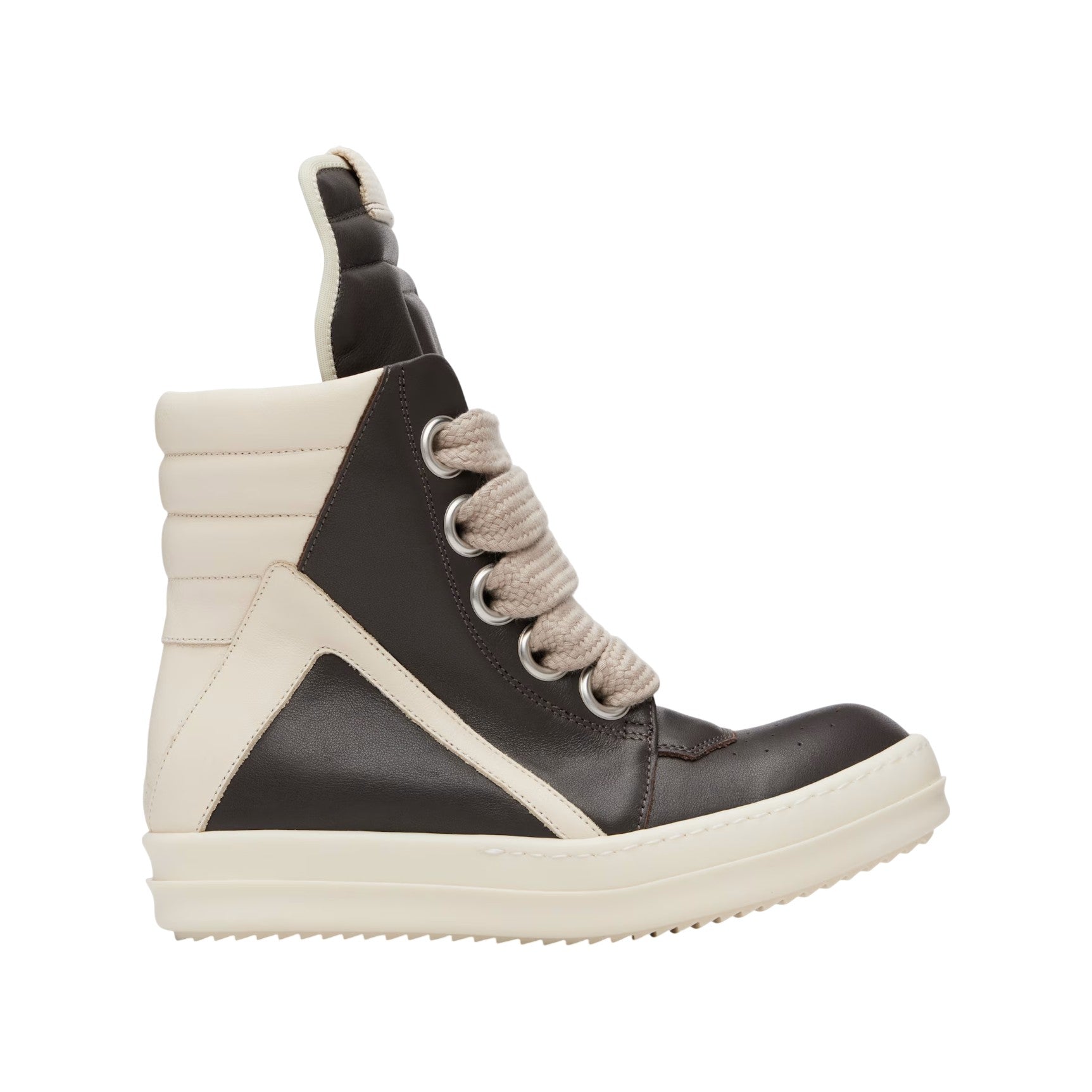 Rick Owens 'Geobasket Jumbo Lace' Hi Brown & Milk Sneakers